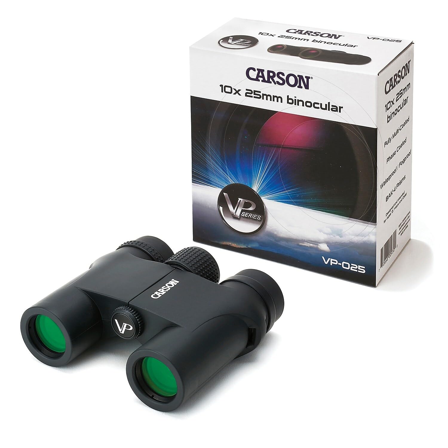 Carson Vp Series Compact 10X25 Mm Waterproof And Fog Proof Binoculars In Black (Vp 025)