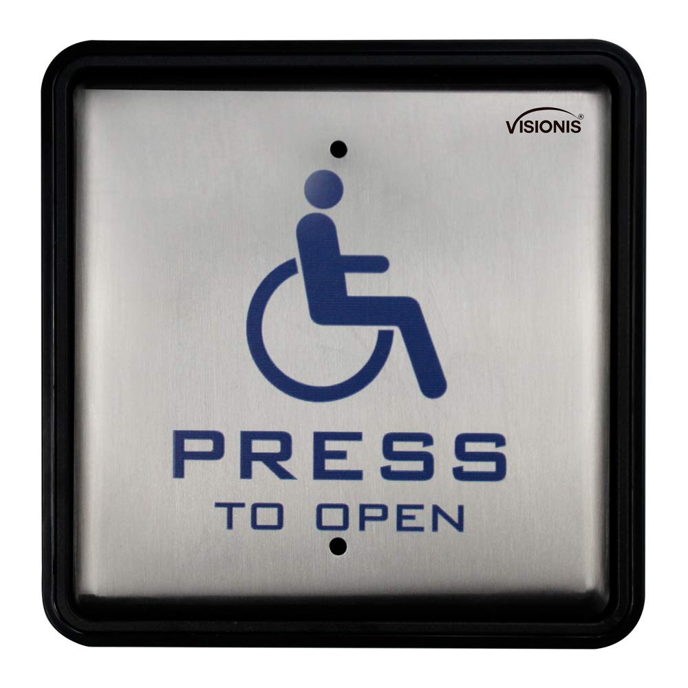 Visionis Vis 7039 Wired Handicap Stainless Steel Square Push To Exit Button Switch For Access Control With Nc Com And No Outputs With Back Box Included