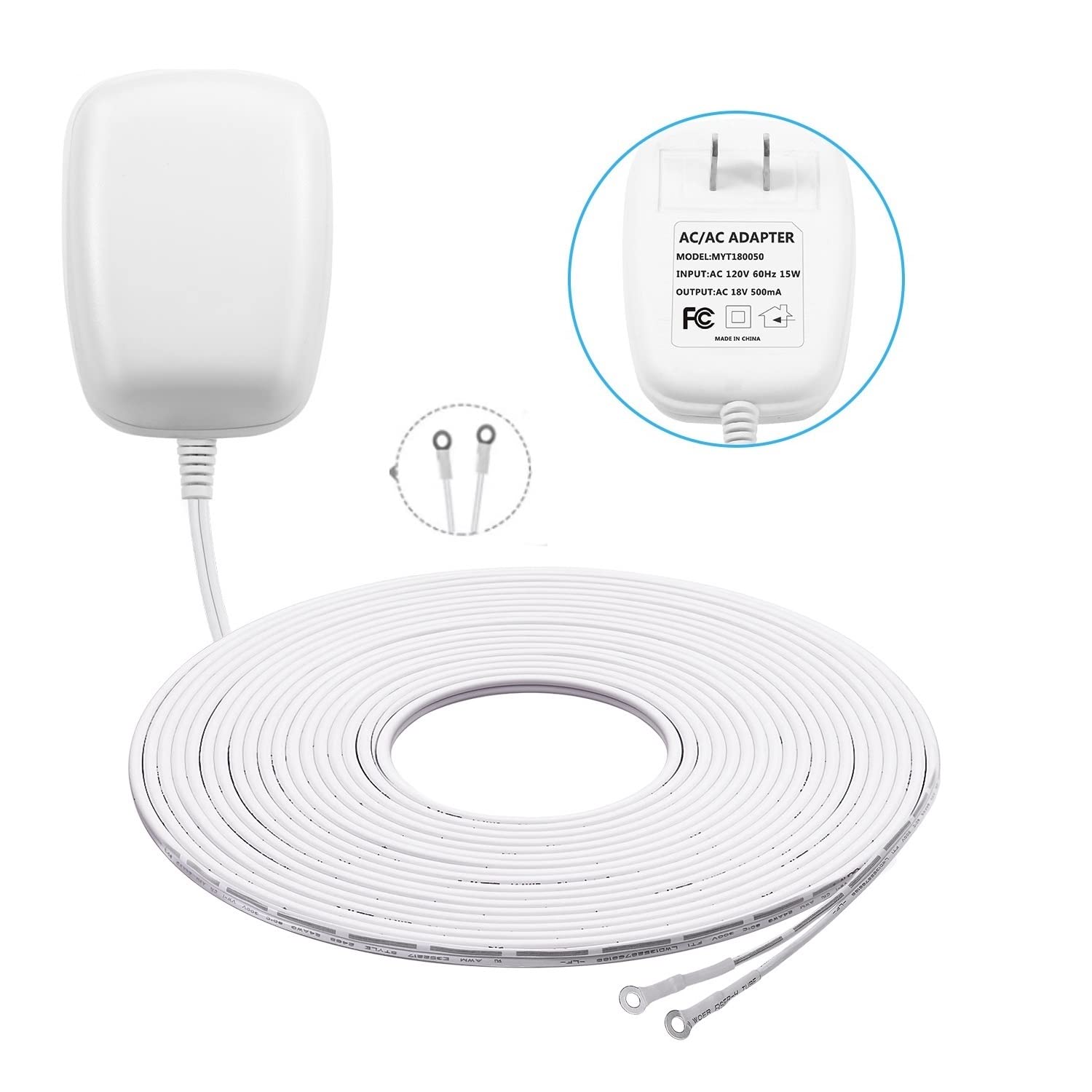 Video Doorbell Hardwired Power Transformer, 18V500Ma Hardwired Power Adapter, Compatible With Ring, For Nest Video Doorbell (Wit