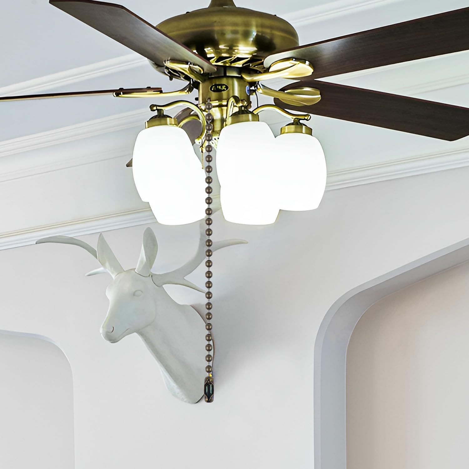 Dotlite Bronze Ceiling Fan Pull Chain, 120'' Extra Long Rust Proof 3Mm Beaded Ball Light Pulls Extension Chains With 20 Connecto