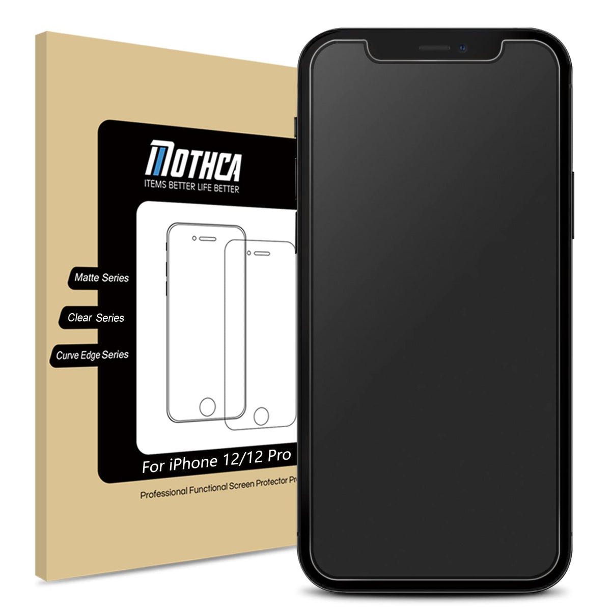 Mothca Matte Glass Screen Protector For Iphone 12 Pro/12 Anti Glare & Anti Fingerprint Tempered Glass Film Case Friendly Easy To