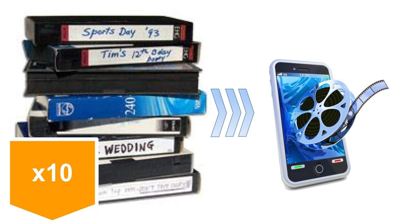 Lotus Media 10 Pack - Video Tape Transfer and Digitization to MP4 Service (VHS, Hi8, MiniDV, Digital8, VHS-C, Beta, Audio)