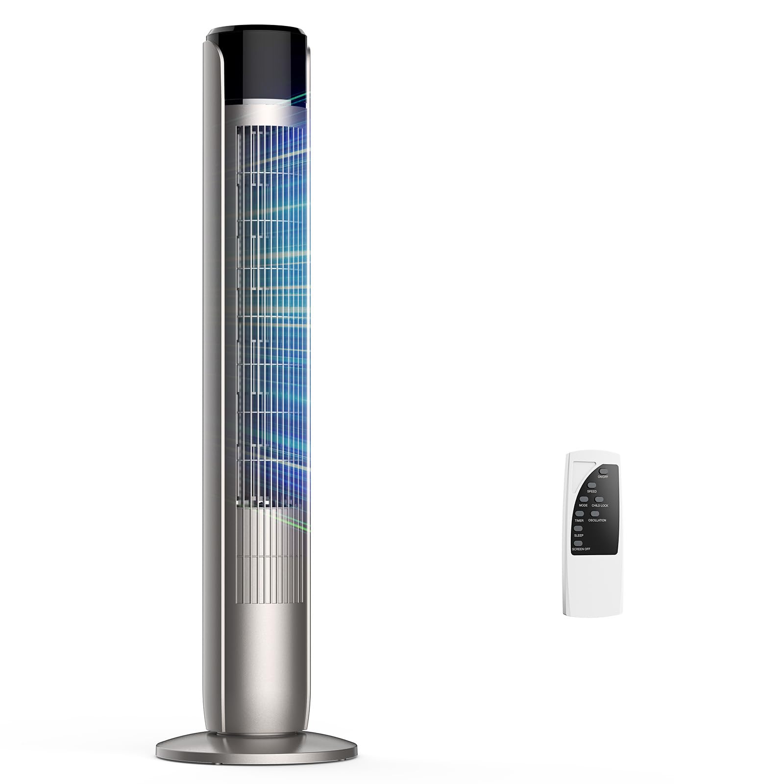 OLIXIS Tower Fan for Bedroom, 60Oscillating Fan with Remote, 25ft Far, 28dB Quiet Electric Standing Fan, 12 H Timer, 5 Speeds, 4