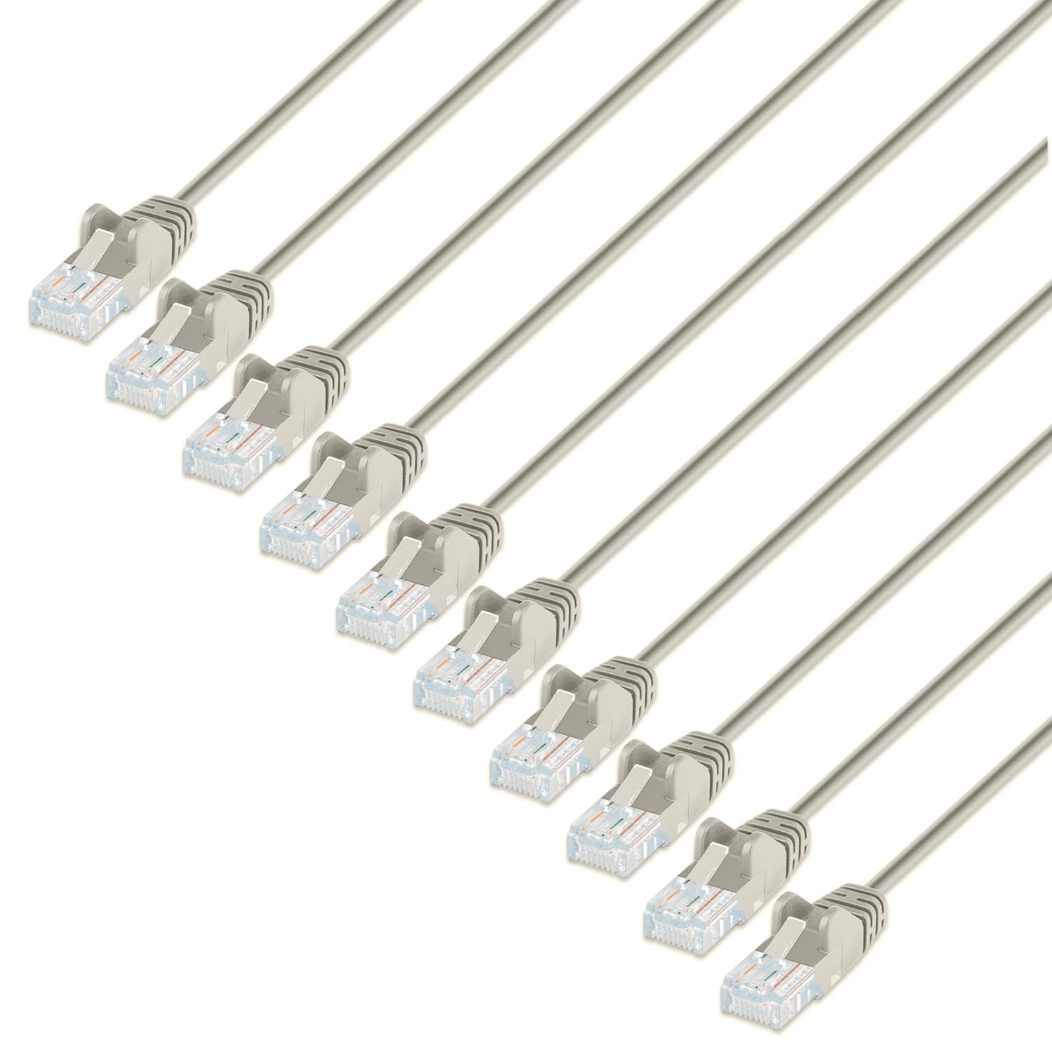 Cat6 U/Utp Slim Network Patch Cable, 0.5 Ft., Gray, 10-Pack