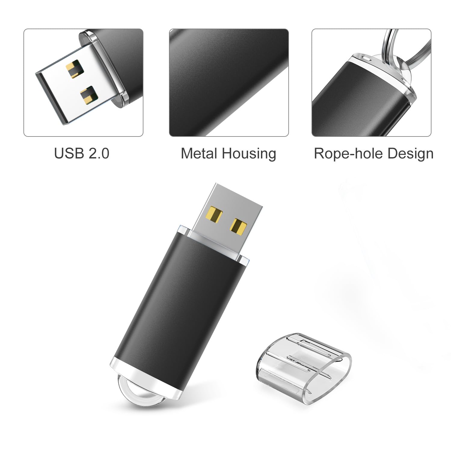 Raoyi 20 Pack 8Gb Usb Flash Drive Bulk Usb 2.0 Memory Stick Thumb Drive Pen Drive Bundle Black