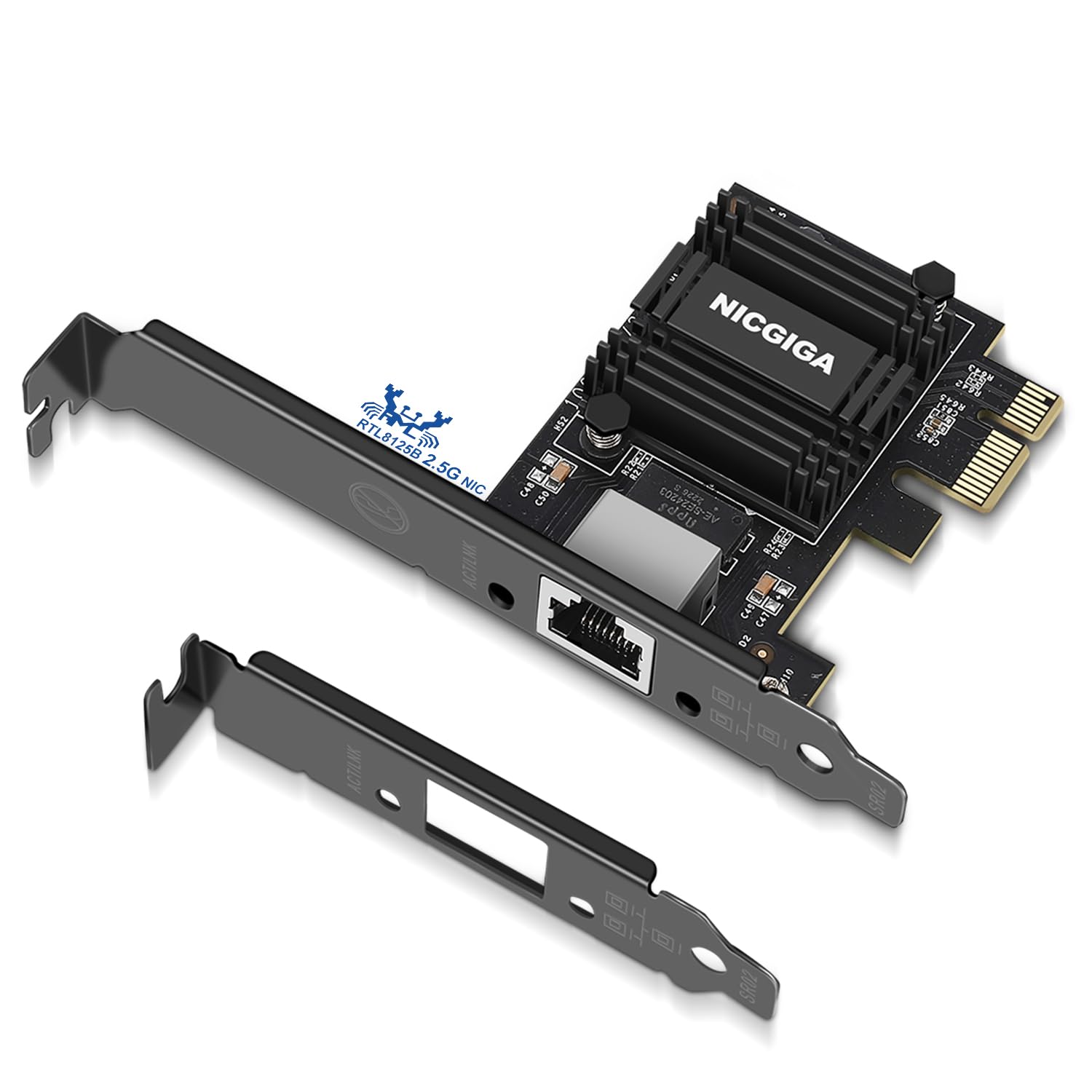 Nicgiga 2.5G Base T Pcie Network Adapter, Realtek Rtl8125B 2.5Gbps/1Gbps/100Mbps Pci Express Gigabit Network Card Convert To Eth