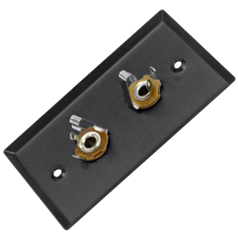 Seismic Audio Sa Plate26 Black Stainless Steel Wall Plate With Dual 1/4 Inch Ts Mono Jacks