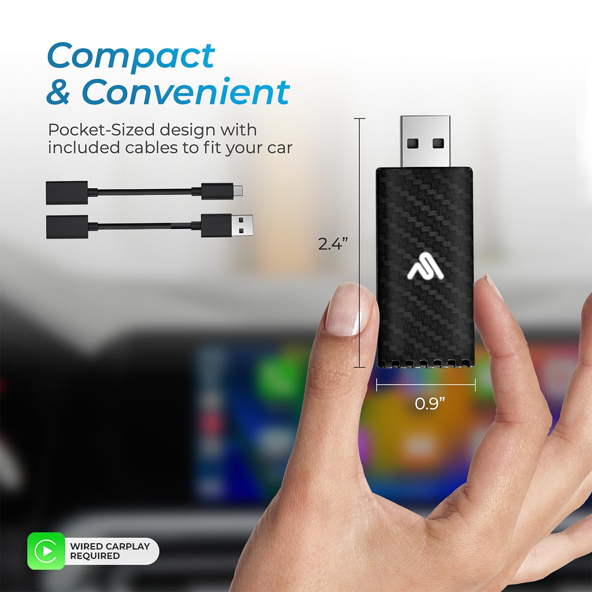 Wireless Carplay Adapter 2023 Pro Edition   Fastest And Most Compact  Autosky   Factory Wired Carplay Cars   Usb A And Usb C Cab