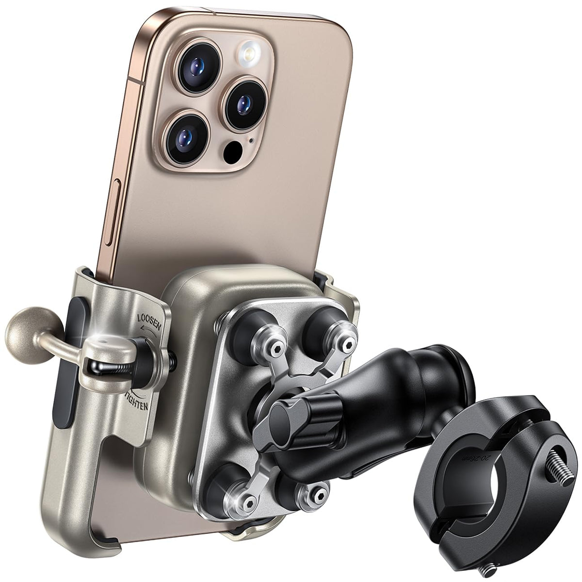Lamicall Motorcycle Phone Mount Holder - [All Metal] [Anti Shake] [1S Lock] Bike Phone Holder Handlebar Clamp, Bicycle Cell Phon