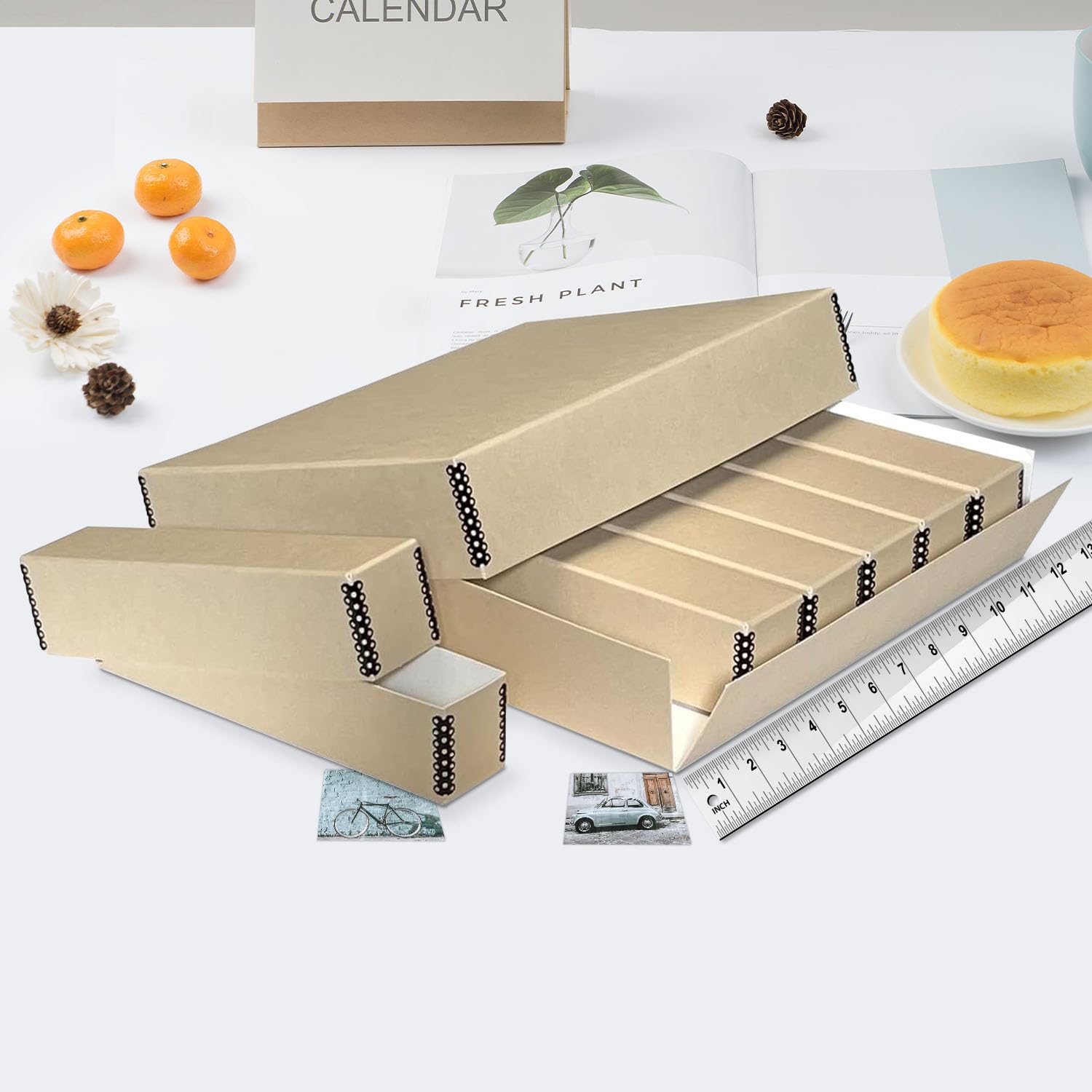 Lineco, Archival Slide Storage Box 15.5' X 11.5' X 3', Holds Up To 840 Slides, With 6 Inner Slide File Cases, Tan (Pack Of 2)