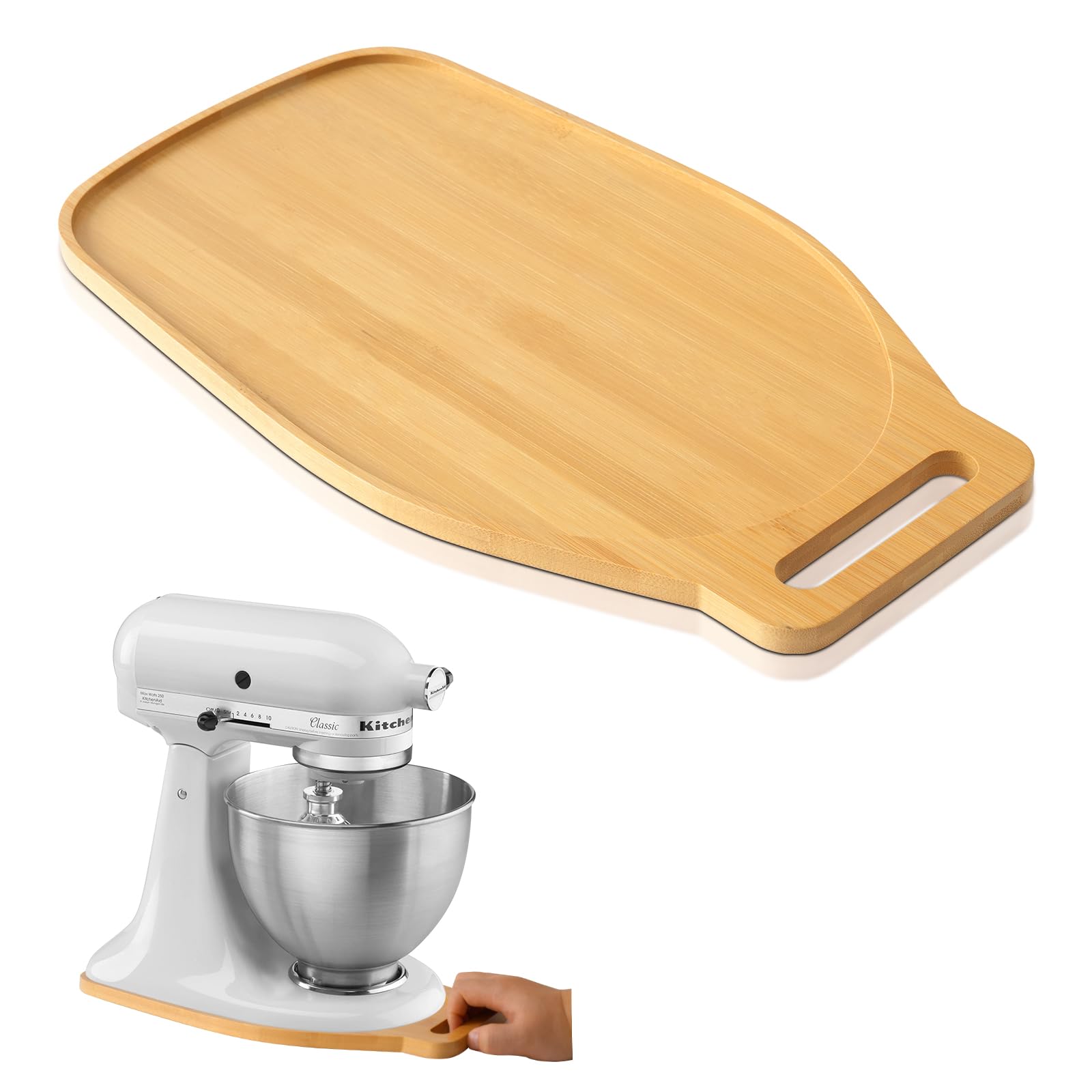 Bamboo Sliding Mat For Kitchenaid Mixer, Mixer Mover Slider Mat Pad Compatible With Kitchenaid 4.5 5 Qt Tilt Head Stand Mixer,Ki