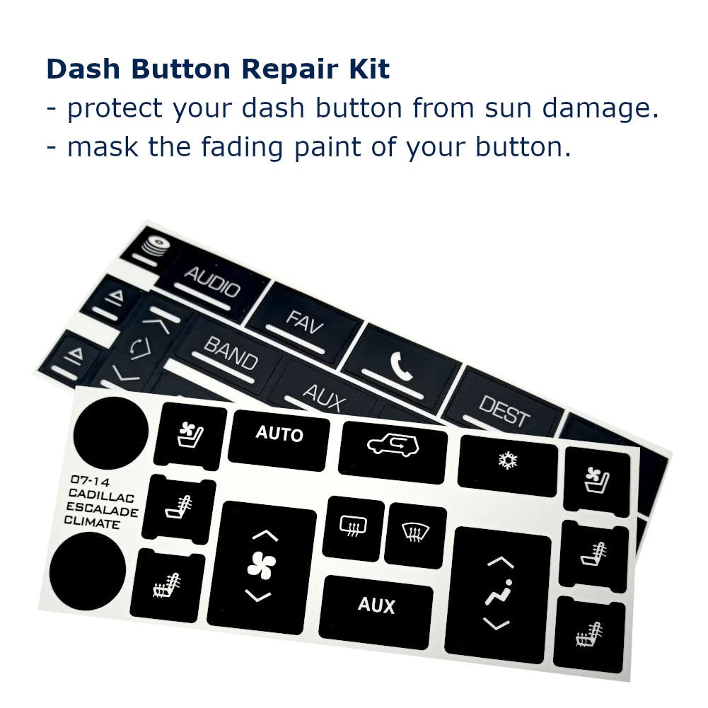 Ombialo Ac Radio Dash Button Repair Stickers Decals Compatible With Cadillac 2007 2014 Escalade Esv Ext (Ac16+Radio18)