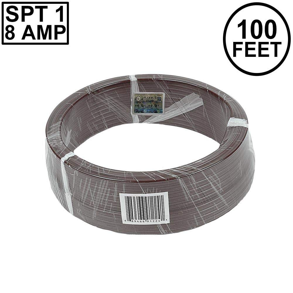 Novelty Lights 100 Foot Zip Cord Wire, Brown, 18 Gauge, Spt 1