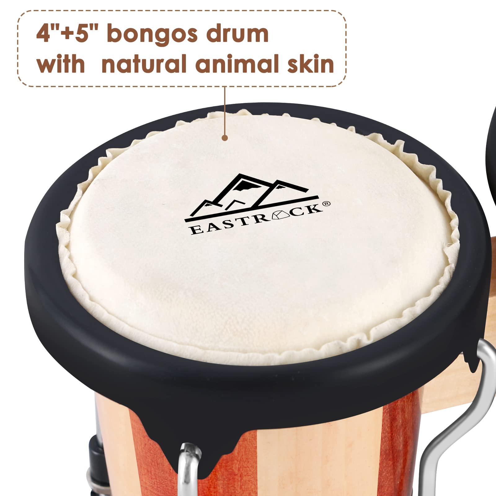 Eastrock Bongo Drum 4    And 5    Bongos Drum Set For Adults Kids Beginners Professionals Tunable Wood And Metal Drum Percussion