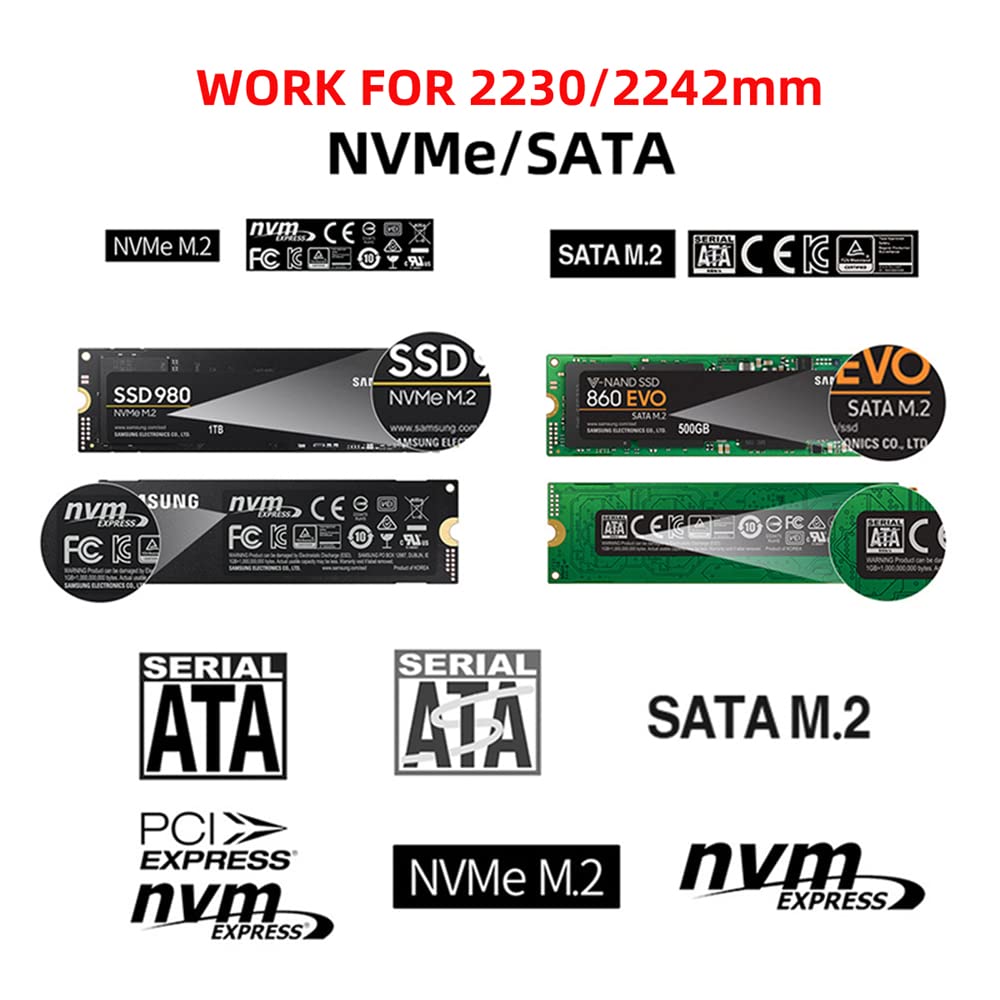 Nfhk Usb 3.0 To 2230 2242 Nvme M Key M.2 Ngff Sata Ssd External Pcba Case Adapter Rtl9210B Chipset