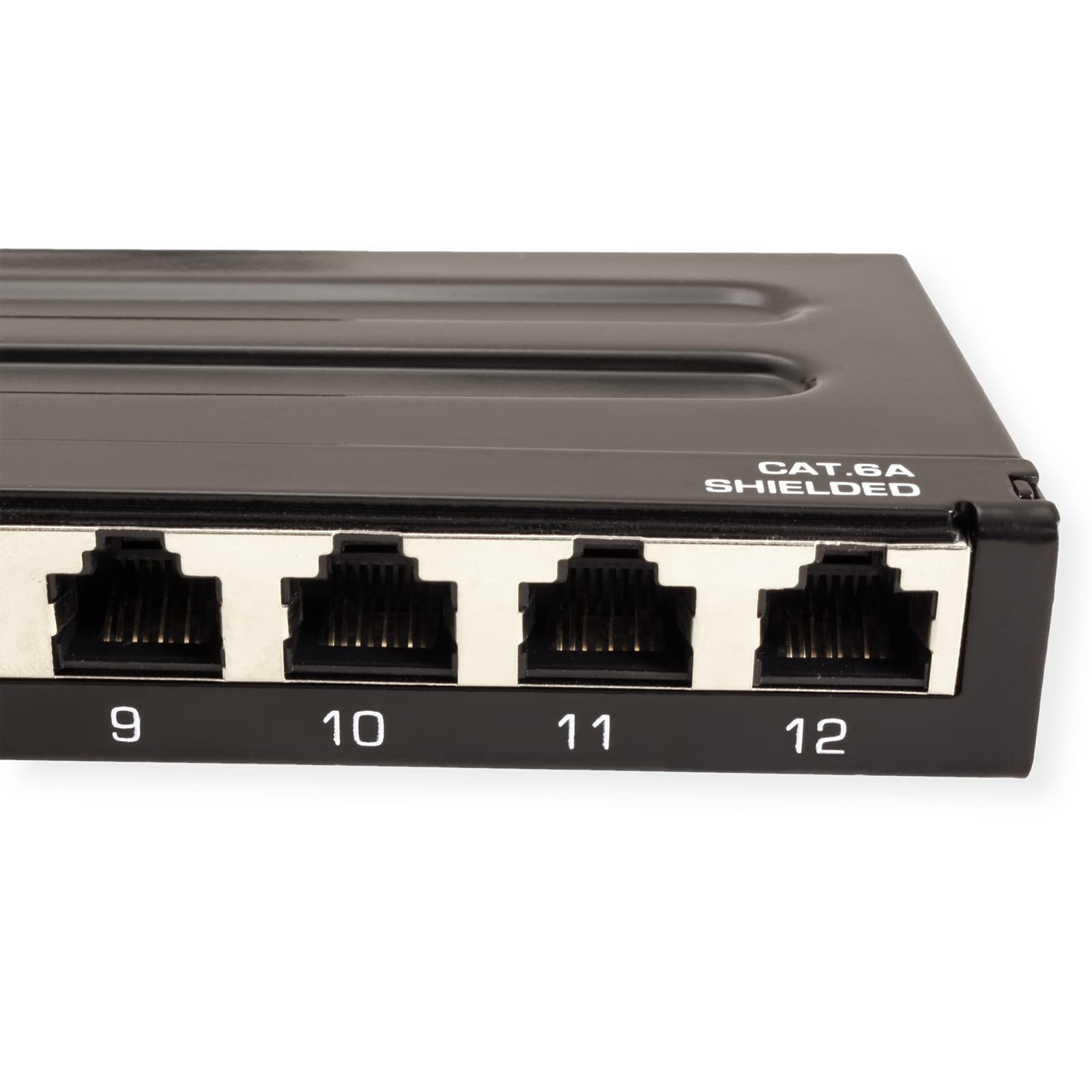 Trendnet 12 Port Cat6A Shielded Patch Panel, 10G Ready, Cat5E,Cat6,Cat6A Compatible, Metal Housing, Color Coded Labeling For T568A And T568B Wiring,Cable Management,Wall Mountable, Black,Tc P12C6As