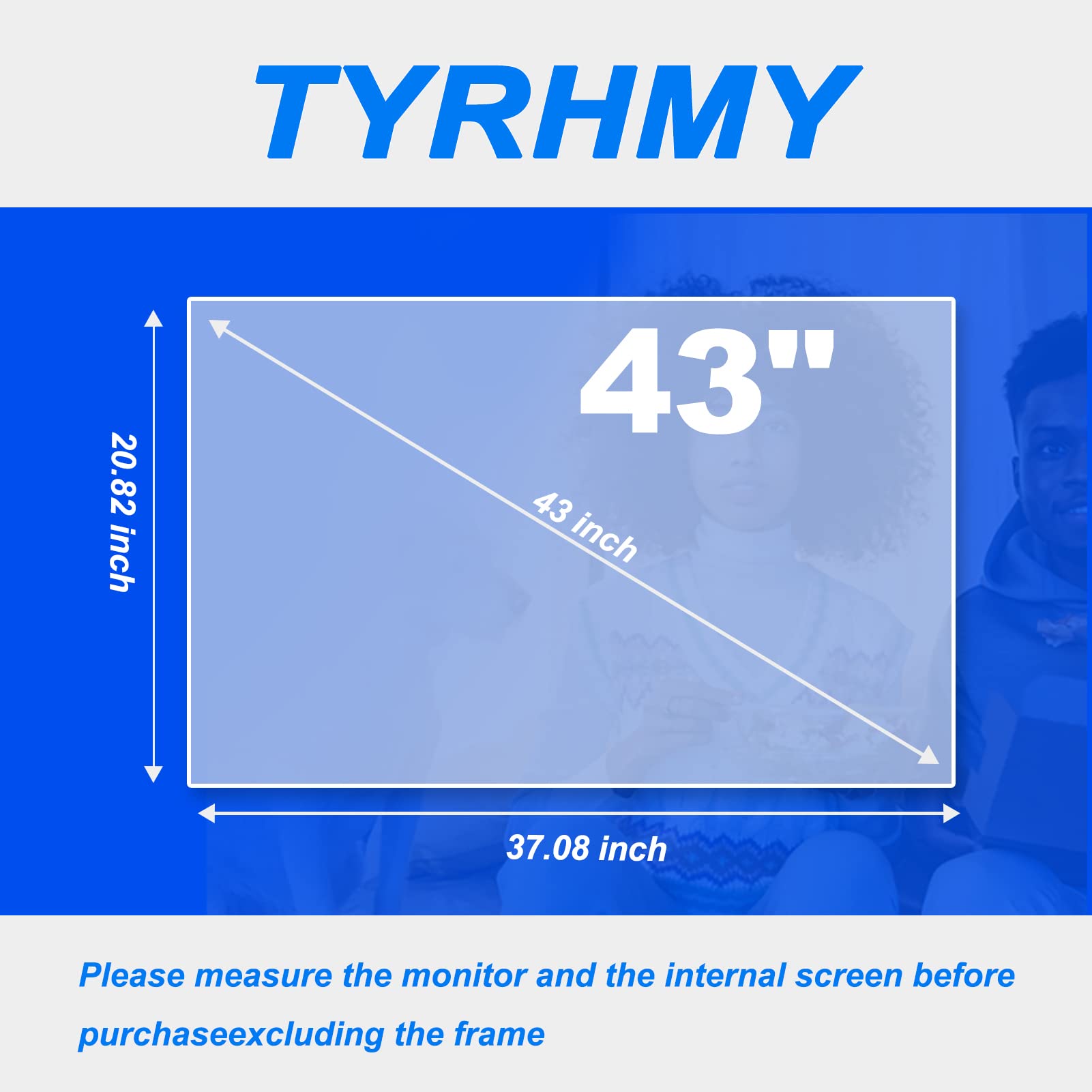 Tyrhmy Anti Glare Tv Screen Protector For 43 Inch Lcd, Led Etc, Out Blue Light, Anti Uv Relieve Eye Strain, New Upgrade Frosted