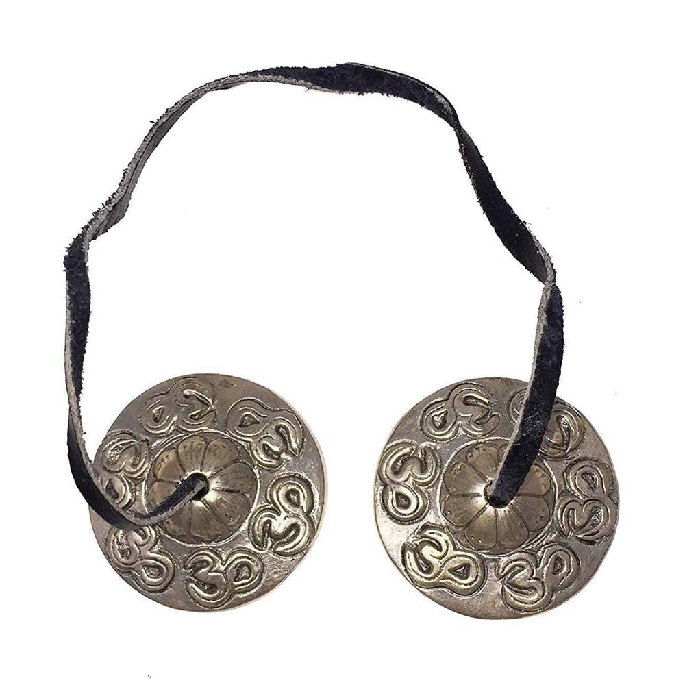 Lamatar1 Tingsha Cymbals Tibetan Buddhist Lucky Symbol Embossed Meditation Yoga Bell Chime Hand Made From Nepal
