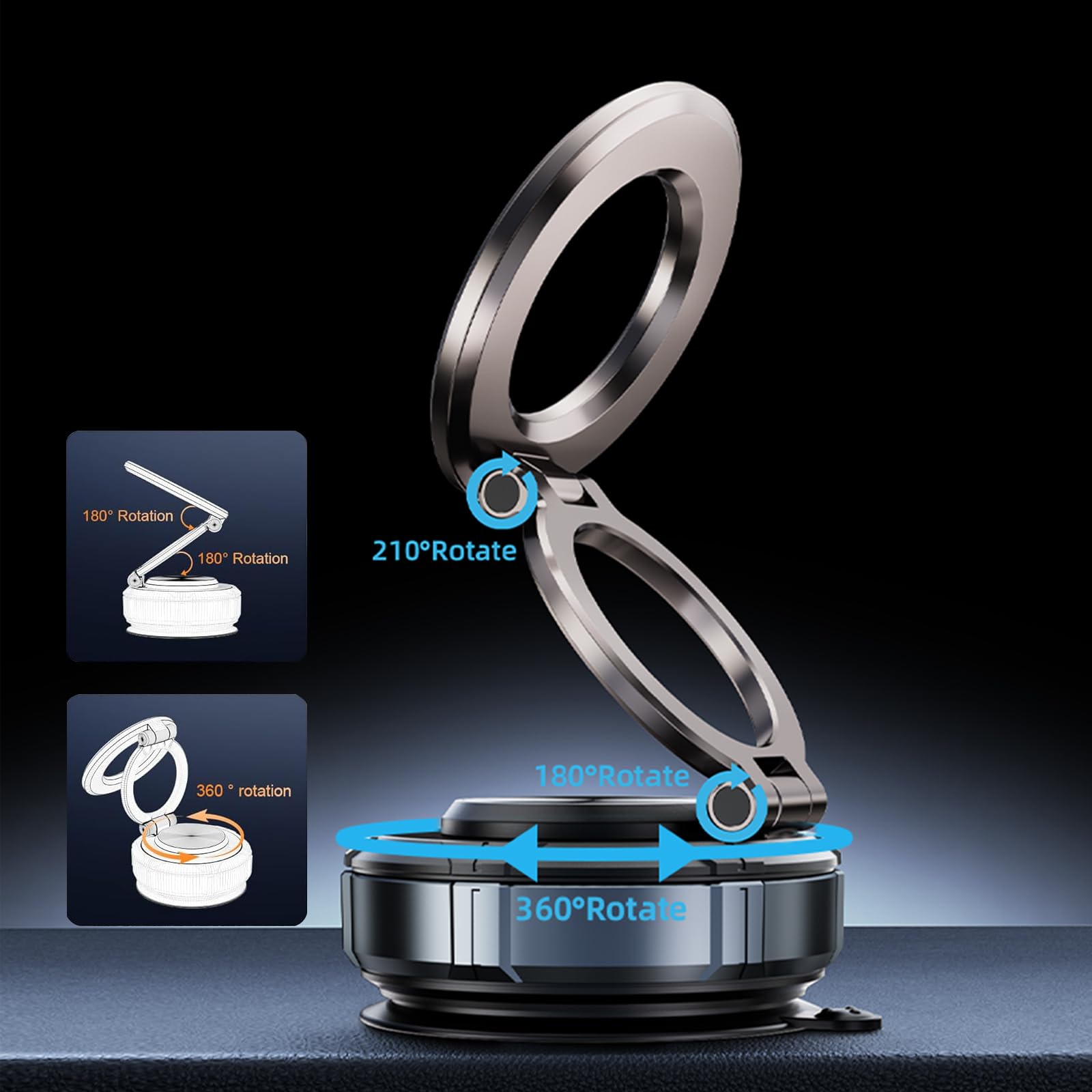 Car Phone Holder For Magsafe Strongest Suction Vacuum Magnetic 360 Adjustable Dashboard Windshield Phone Mount, Universal Automo
