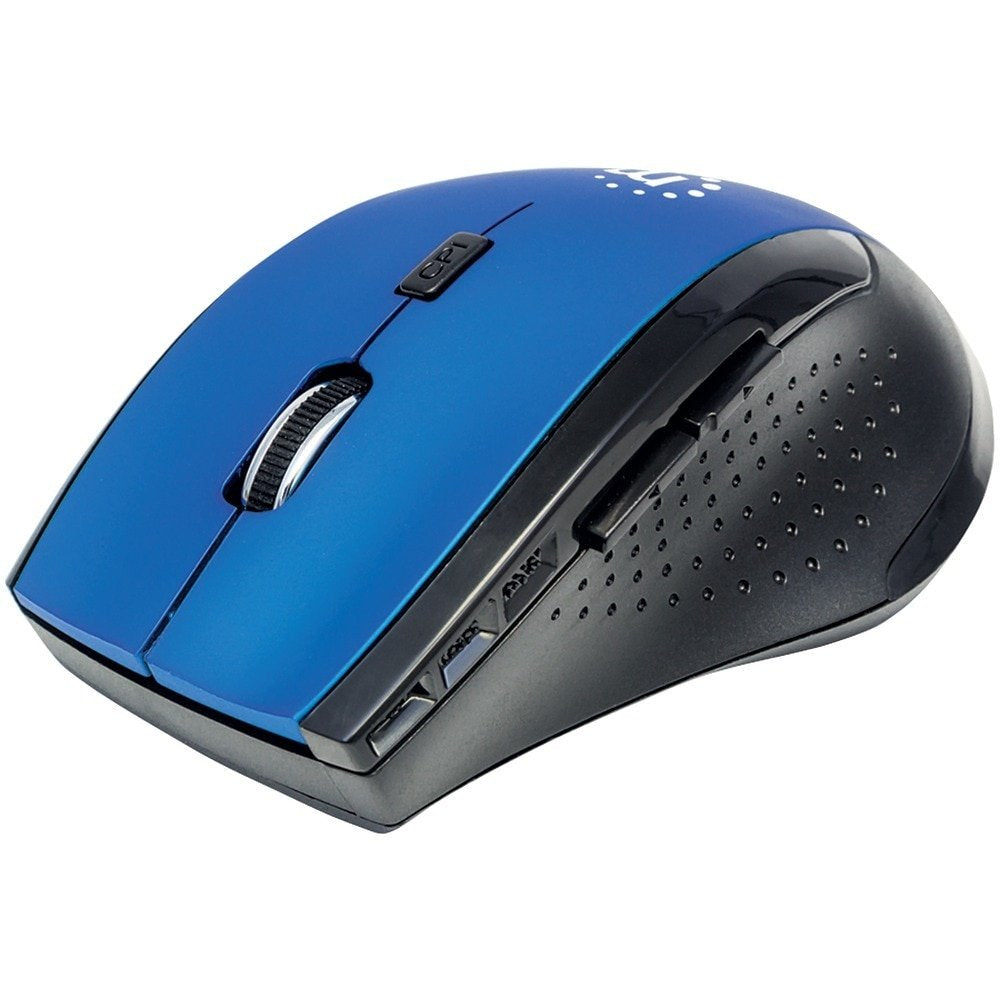 Manhattan Curve Wireless Optical Mouse   With Auto Power Management   For Laptops & Computers   Blue, 179294