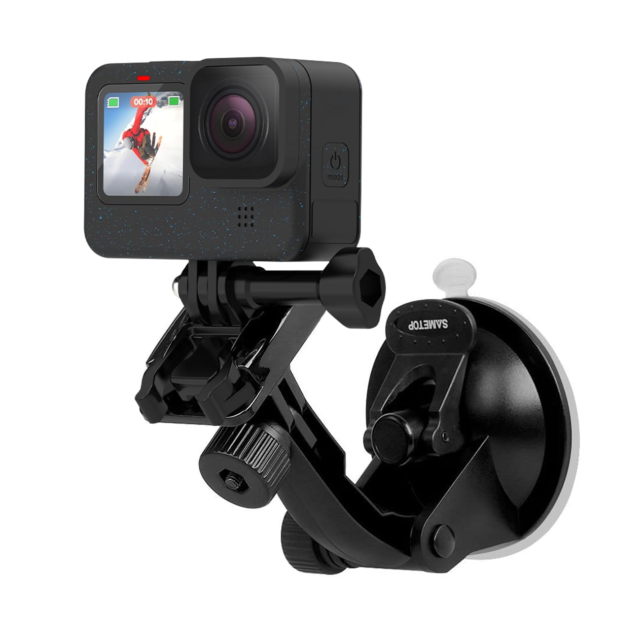 Sametop Suction Cup Mount Compatible With Gopro Hero 13, 12, 11, 10, 9, 8, 7, 6, 5, 4, Session, 3+, 3, 2, 1, Hero (2018), Max, Fusion, Dji Osmo Action Cameras; Perfect For Car Windshield And Window
