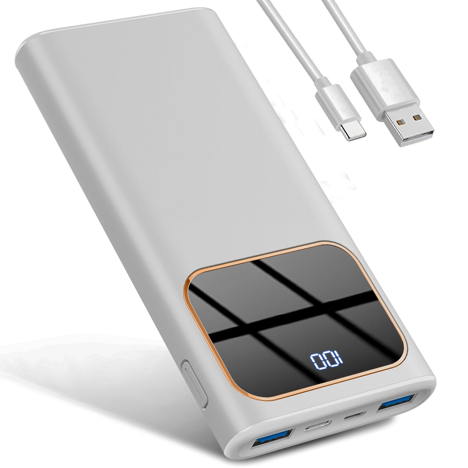 Portable Charger, 10000Mah Power Bank With 15W Fast Charging, 4 Outputs 3 Inputs With Built In Type C, Usb A Battery Pack, Compa