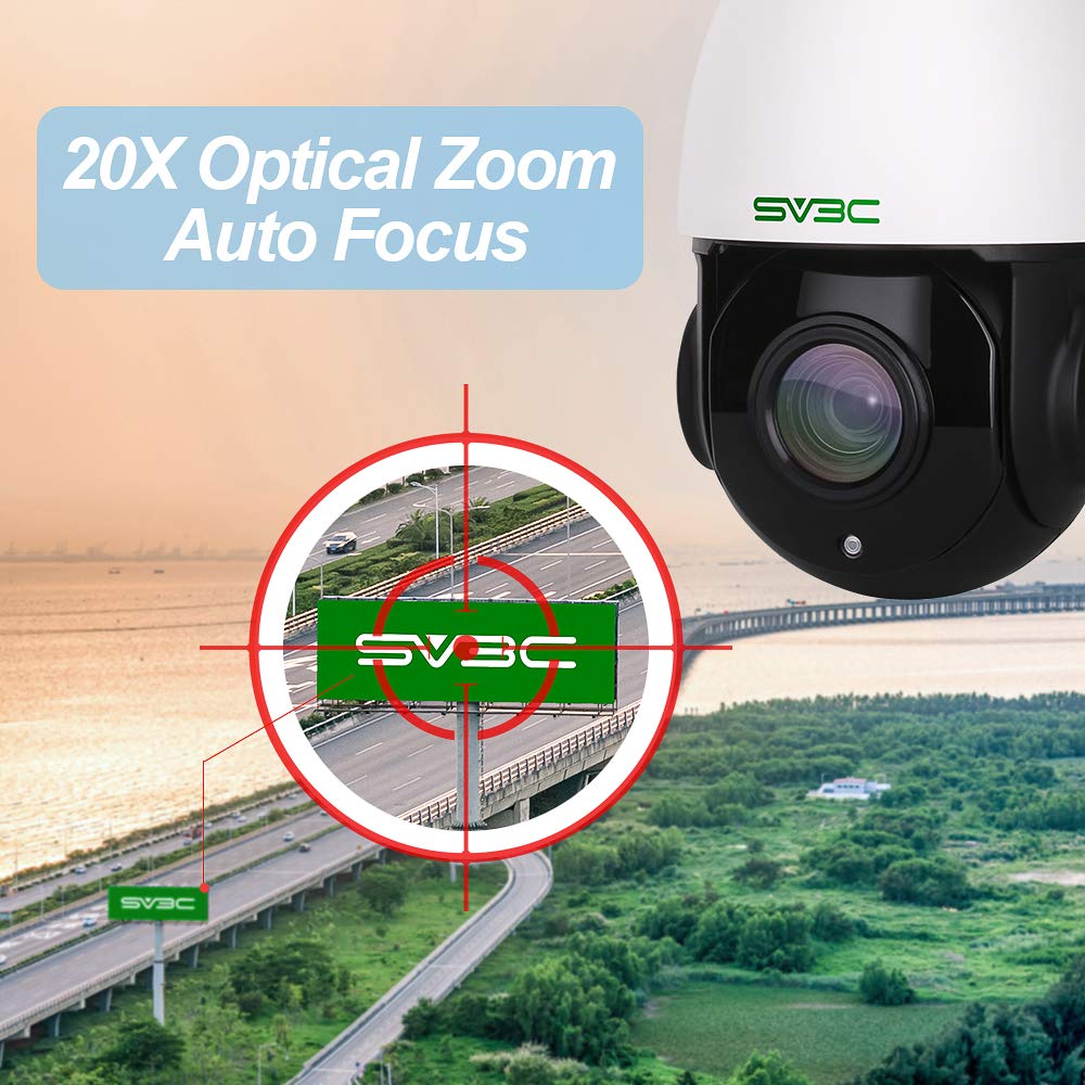 Sv3C 20X Zoom Ptz Poe Camera Outdoor 5Mp Camera, Auto Focus Lens 360 Pan Tilt Home Security Cam, Hd200Ft Ir Auto Night Vision Wa