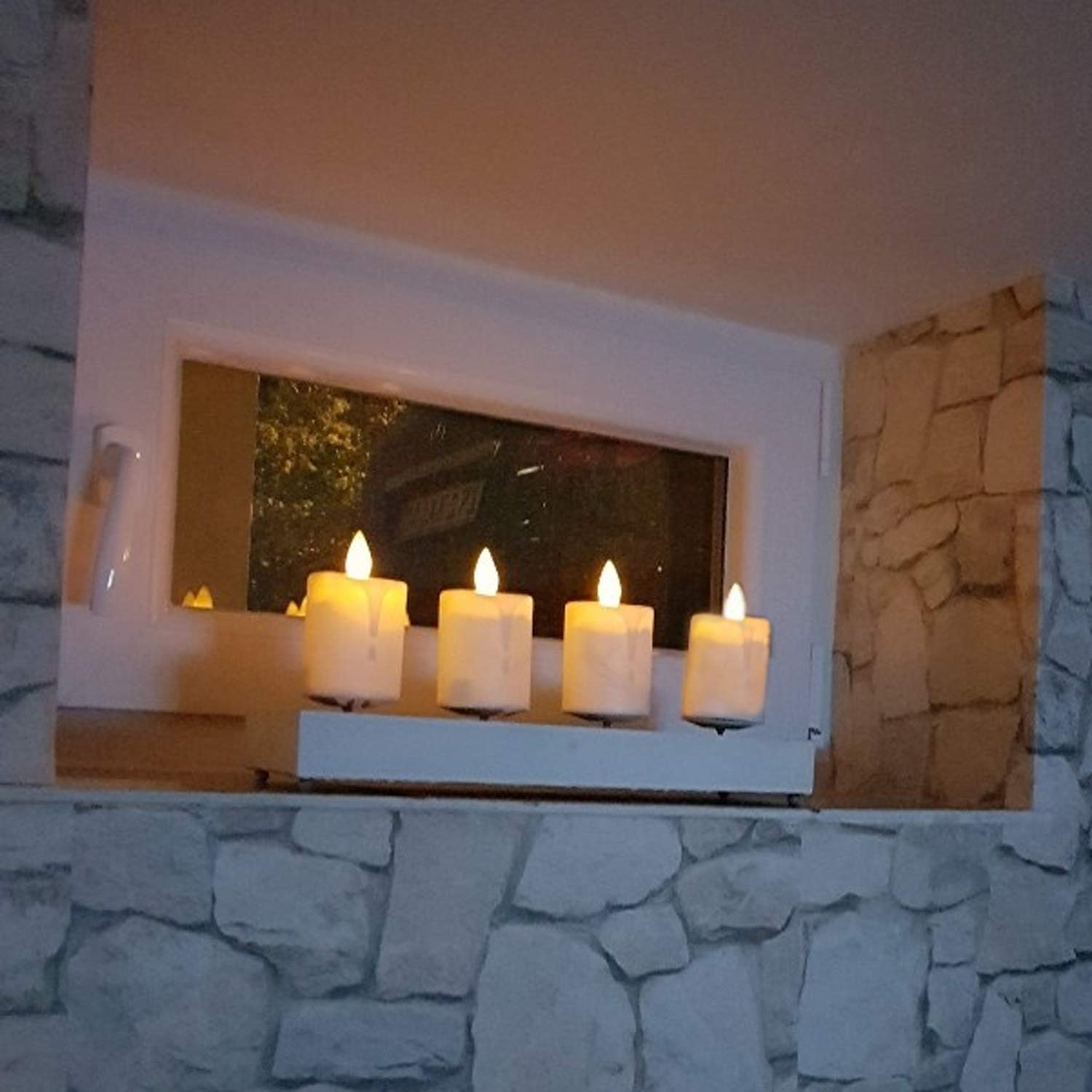 Telosma 2 Pcs Solar Powered Led Candle Light Flameless Rechargeable Waterproof Candle For Window Outdoor Yard Lamp Garden Campin