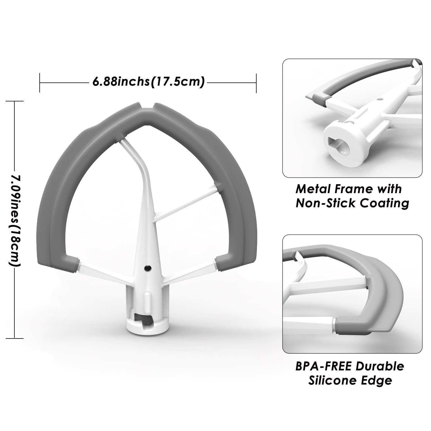 Flex Edge Beater For Kitchenaid 6Qt Bowl Lift Stand Mixer, Beater With Double Silicone Edge, Mixer Paddle, Perfect 6 Quart Bowl