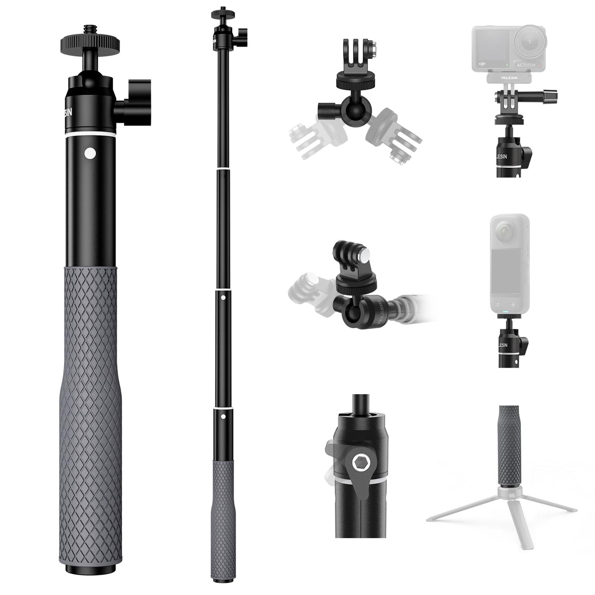 Telesin 360� Waterproof Selfie Stick 25.75' W Hand Strap Underwater Dive Diving Extension Stick Pole Monopod For Gopro Max 12 11 10 9 8 7 Insta360 X3 Go3 Ace Pro Dji Action 5 Pro 4/3 Osmo Pocket 3