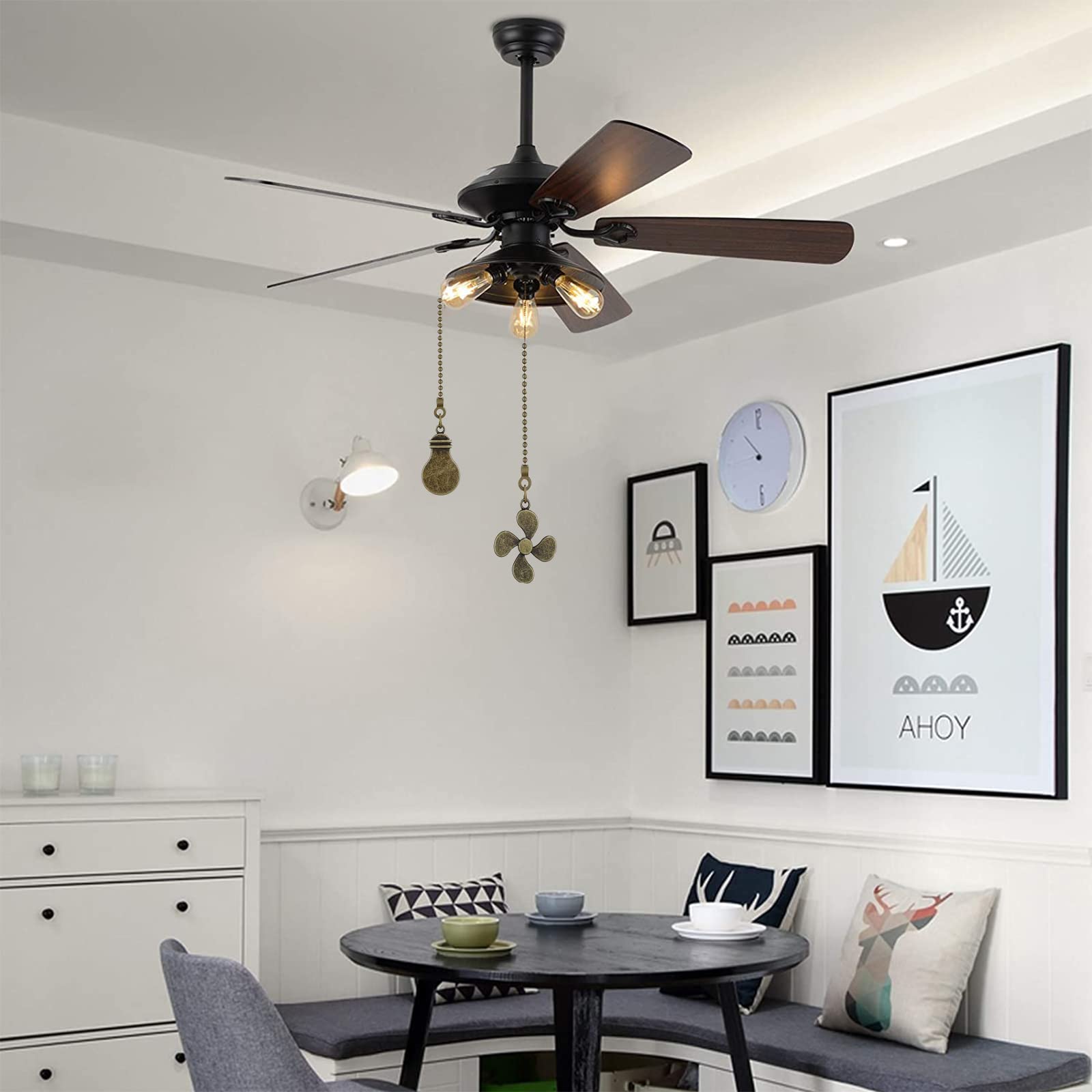 Sur Ciel 4Pcs Ceiling Fan Pull Chain, Ceiling Fan Pulls Decorative, Ceiling Fan Pull Chain Extender, Light Pull Chain Extension