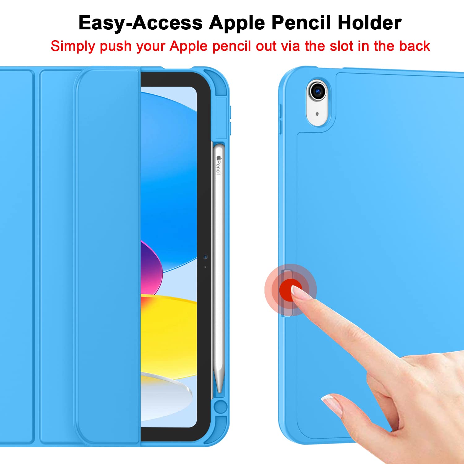 Zryxal New Ipad 10Th Generation Case 10.9 Inch 2022 With Pencil Holder, Smart Ipad Case With Soft Tpu Back [Support Auto Wake/Sl