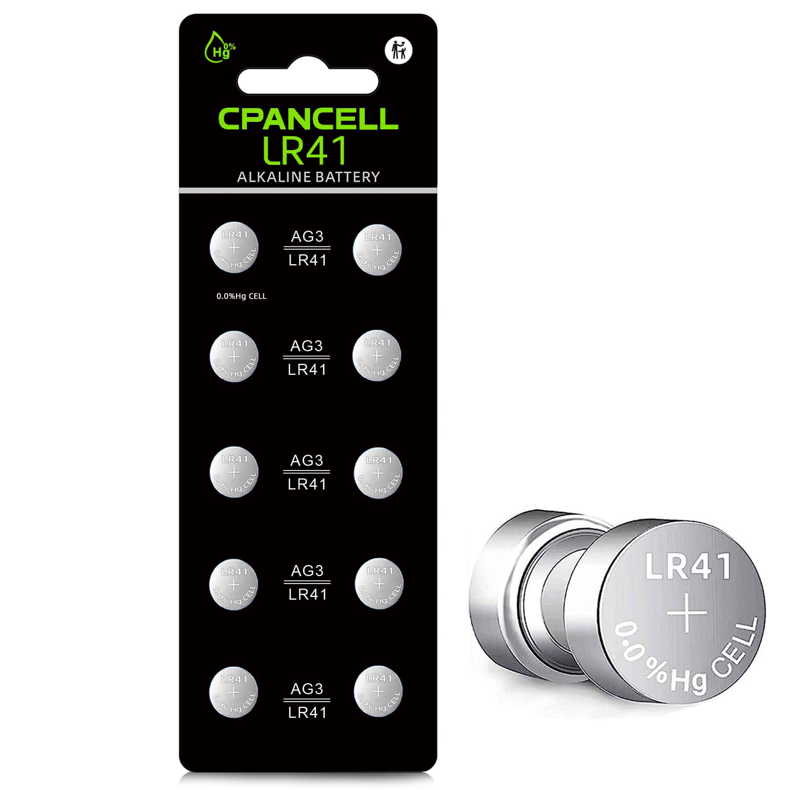 lr41 Button Batteries LR41 SR41 AG3 736 Battery 1.5V Button Coin Cell Batteries (10 Count)