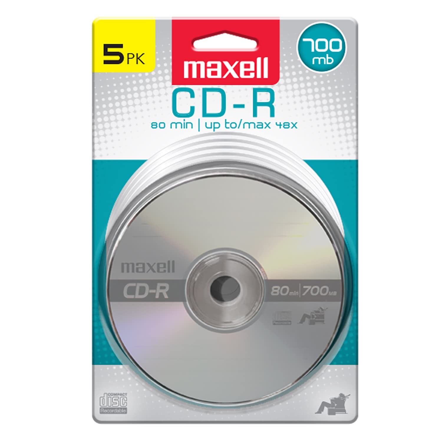 Maxell - 648220, Premium Quality Noise free Surface Playback Recordable CDs 700Mb Storage - 2x to 48x, Write Speed with 80 minut