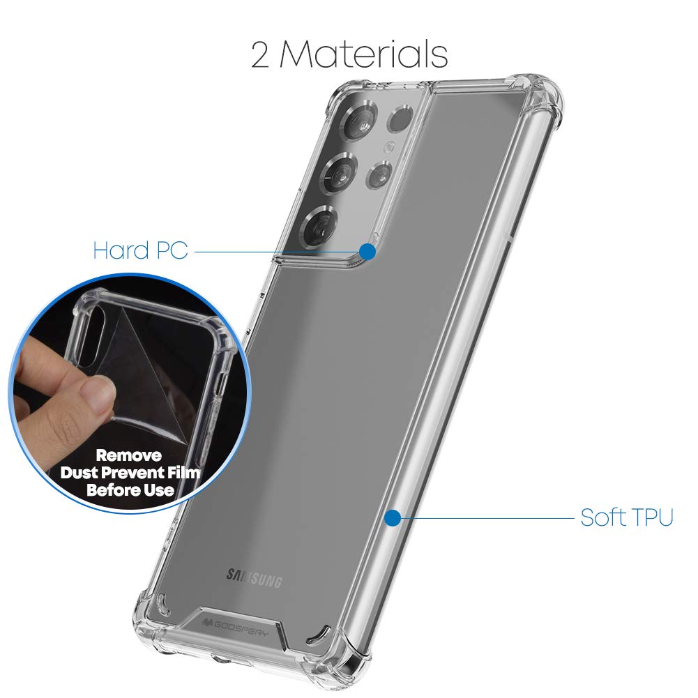 Goospery Galaxy S21 Ultra (6.8 Inches), Crystal Clear Protective Bumper Cover Case With Reinforced Corners, Shockproof Slim Hybr