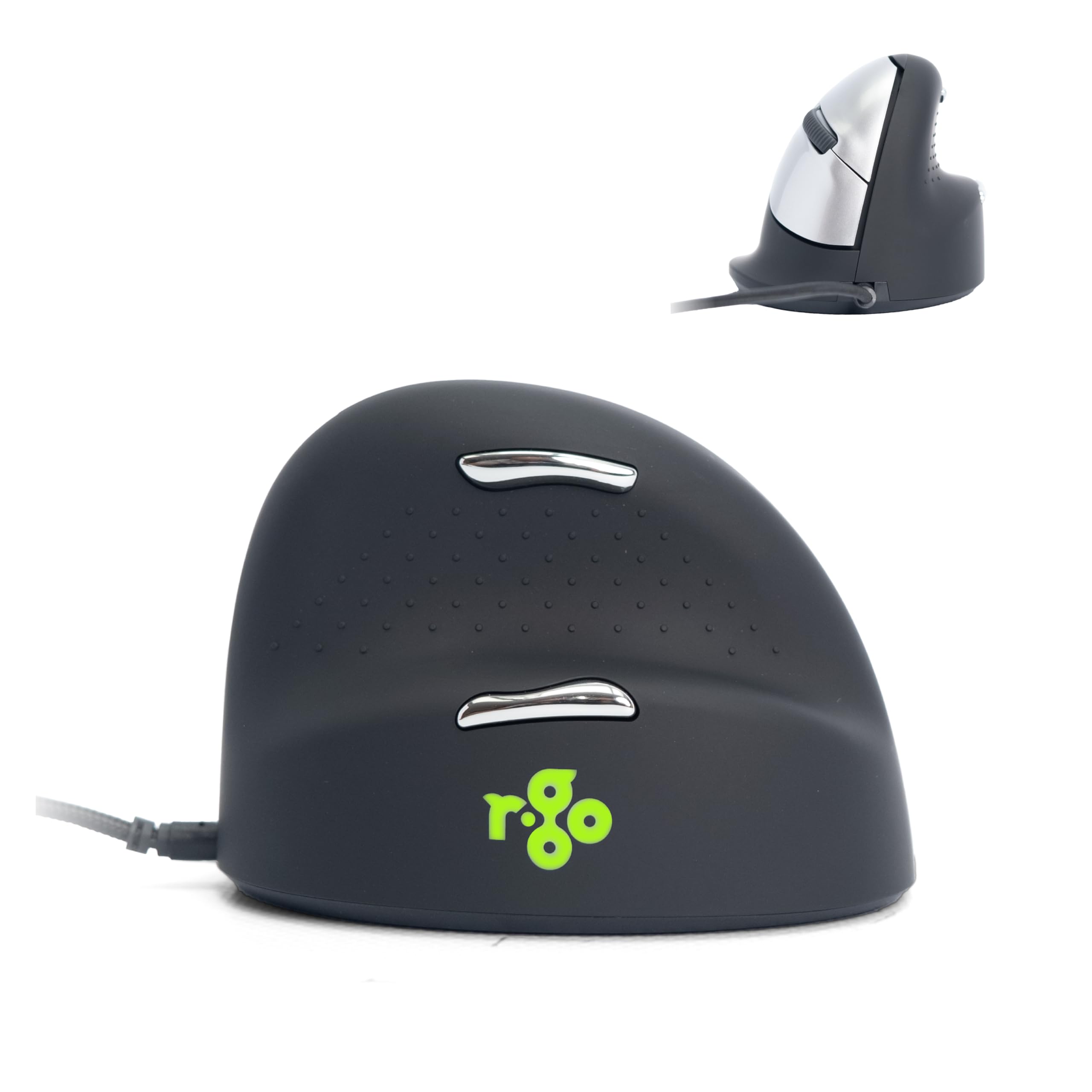 R Go He Vertical Ergonomic Mouse, Break Software, Wired Usb C Usb A Converter, Prevents Tennis Elbow/Mouse Arm Rsi, Silent Click