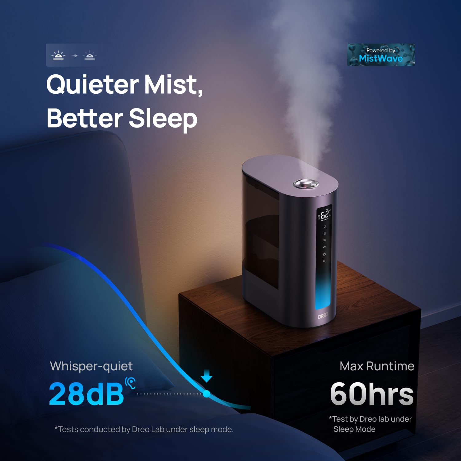 Dreo 6L Humidifiers For Bedroom, Smart Warm & Cool Mist For Large Room, 60Hr Quiet Runtime Ultrasonic Oil Diffuser For Baby, Pla