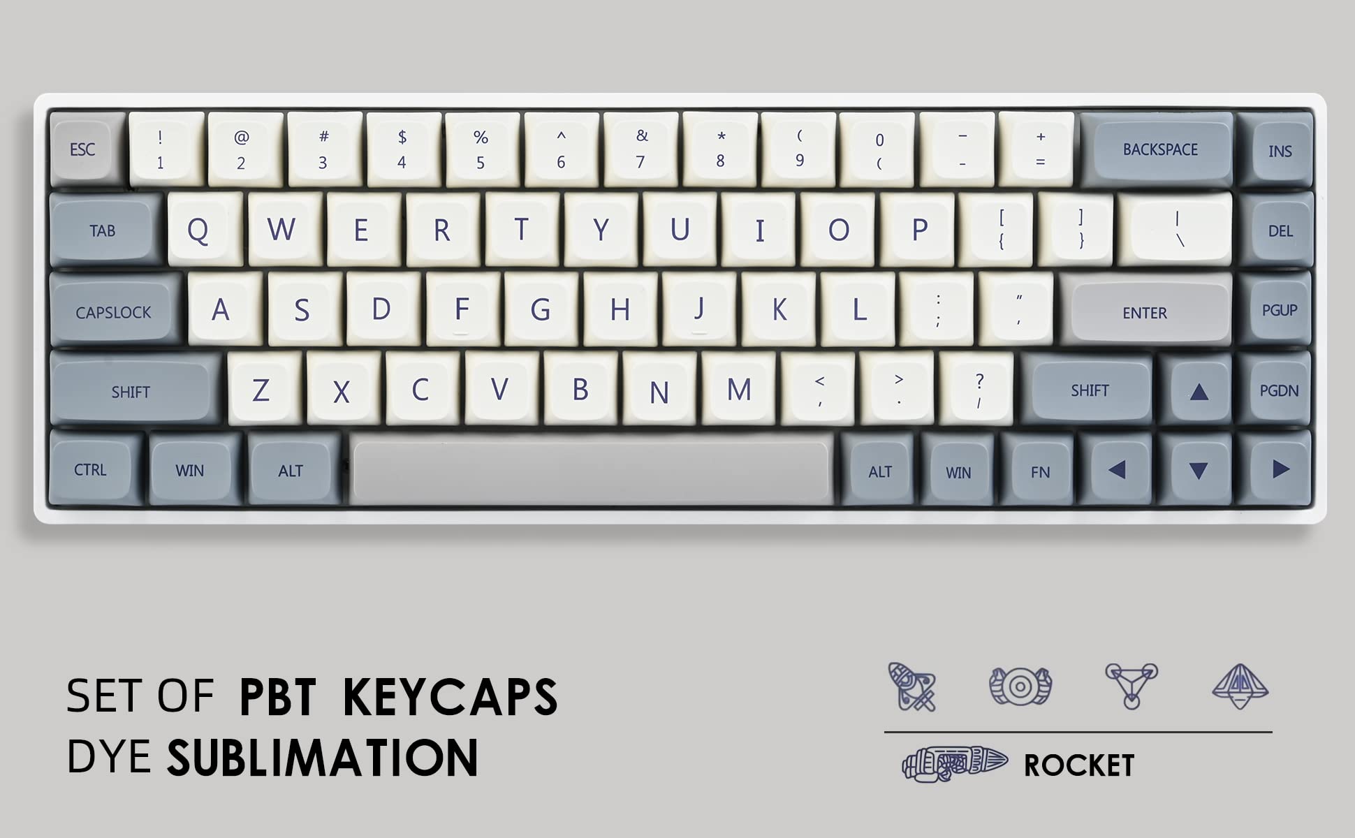 Pbt Keycaps 60 Percent Dye Sub Xda 137 Keycap Set For Cherry Mx Gateron Kailh Switches Gaming Mechanical Keyboard (Stone)
