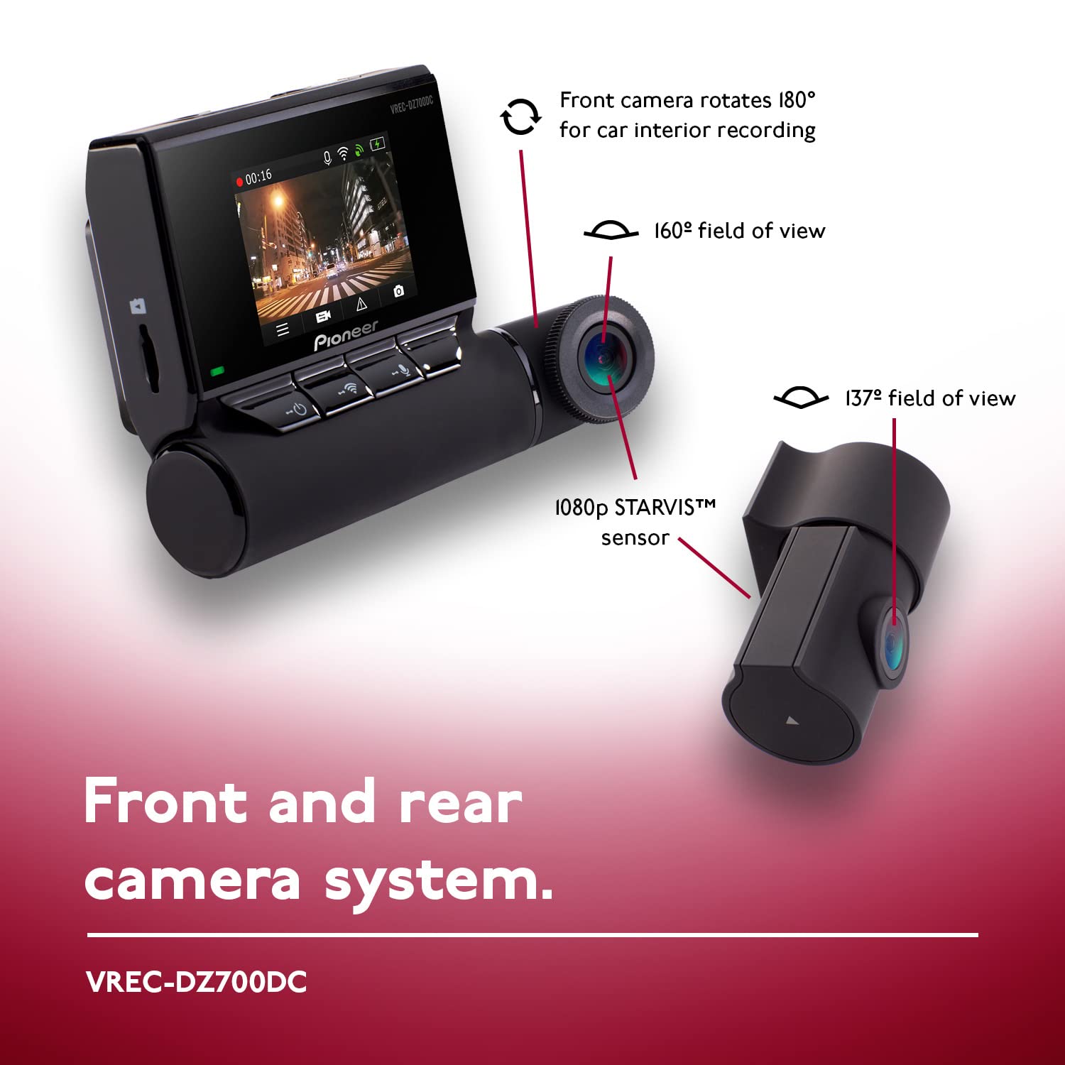 Pioneer 2 Channel Dual Recording Hd Dash Camera System