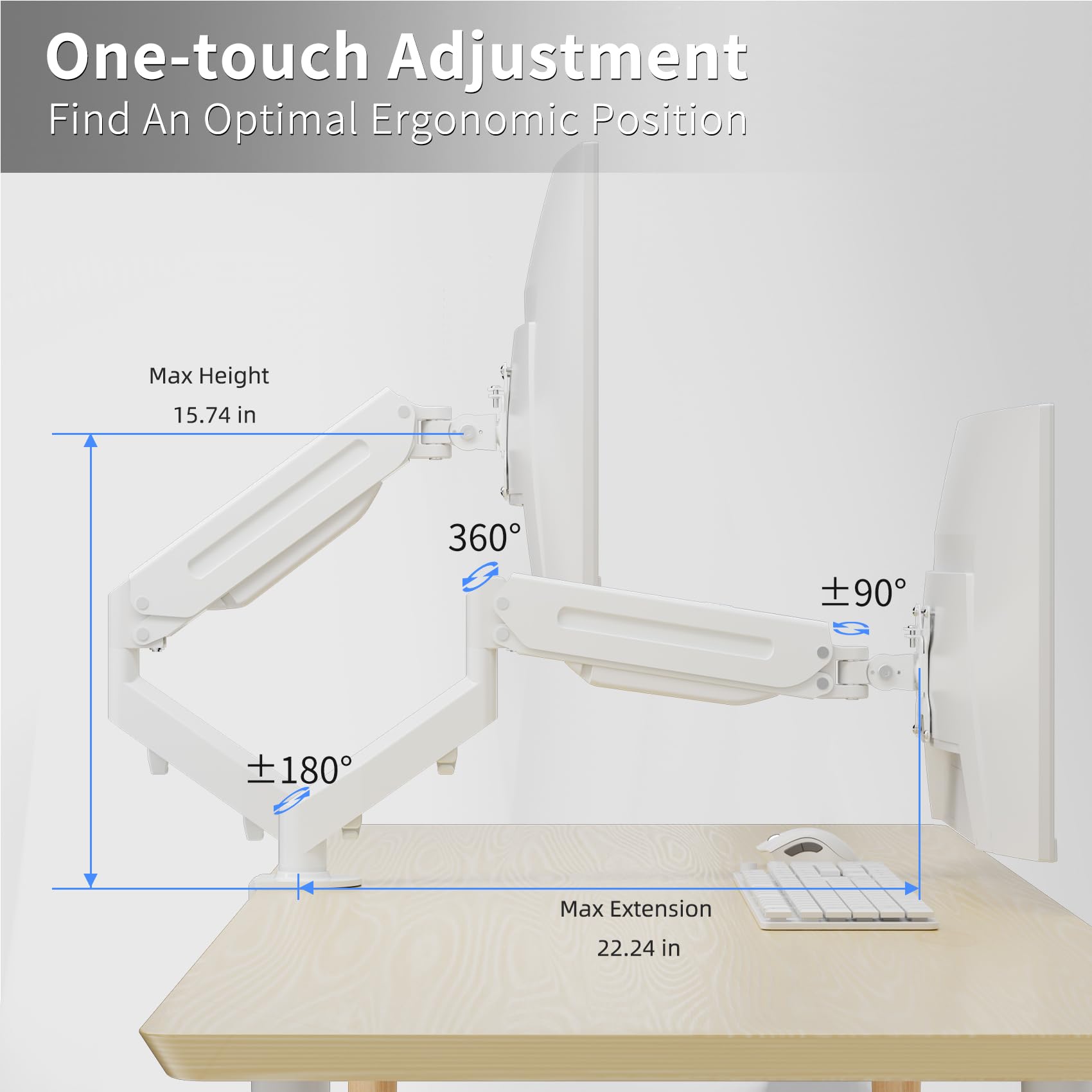 Suptek Monitor Mount Gas Spring Monitor Arm Desk Mount Single Monitor Stand Fully Adjustable Fits 17 20 22 23 24 26 27 Inch Moni