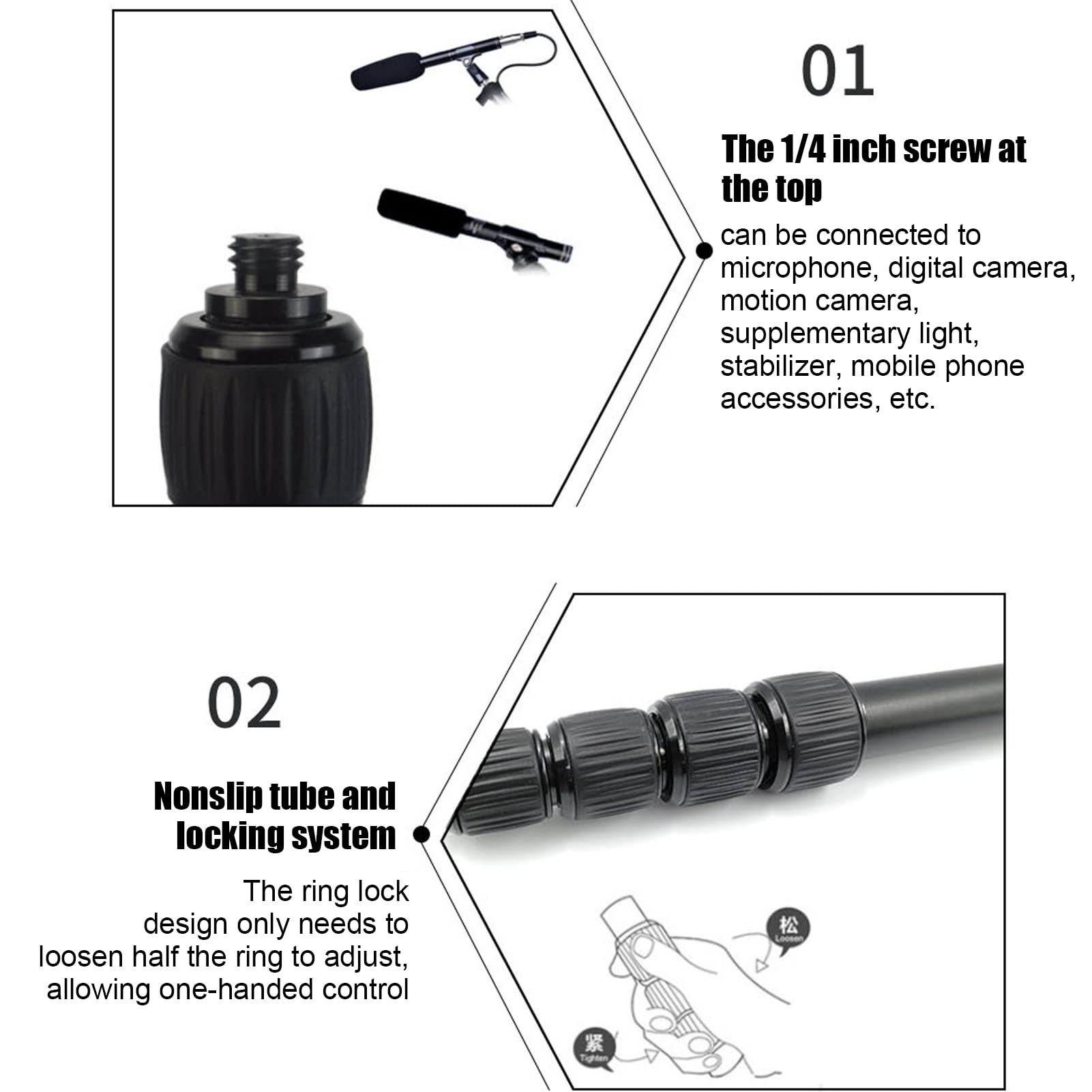 Shanrya Mic Boom Arm, Boom Pole Holder, High Durability Aluminium Alloy Cnc Technology Boom Pole For Interview/ Tv Applications/