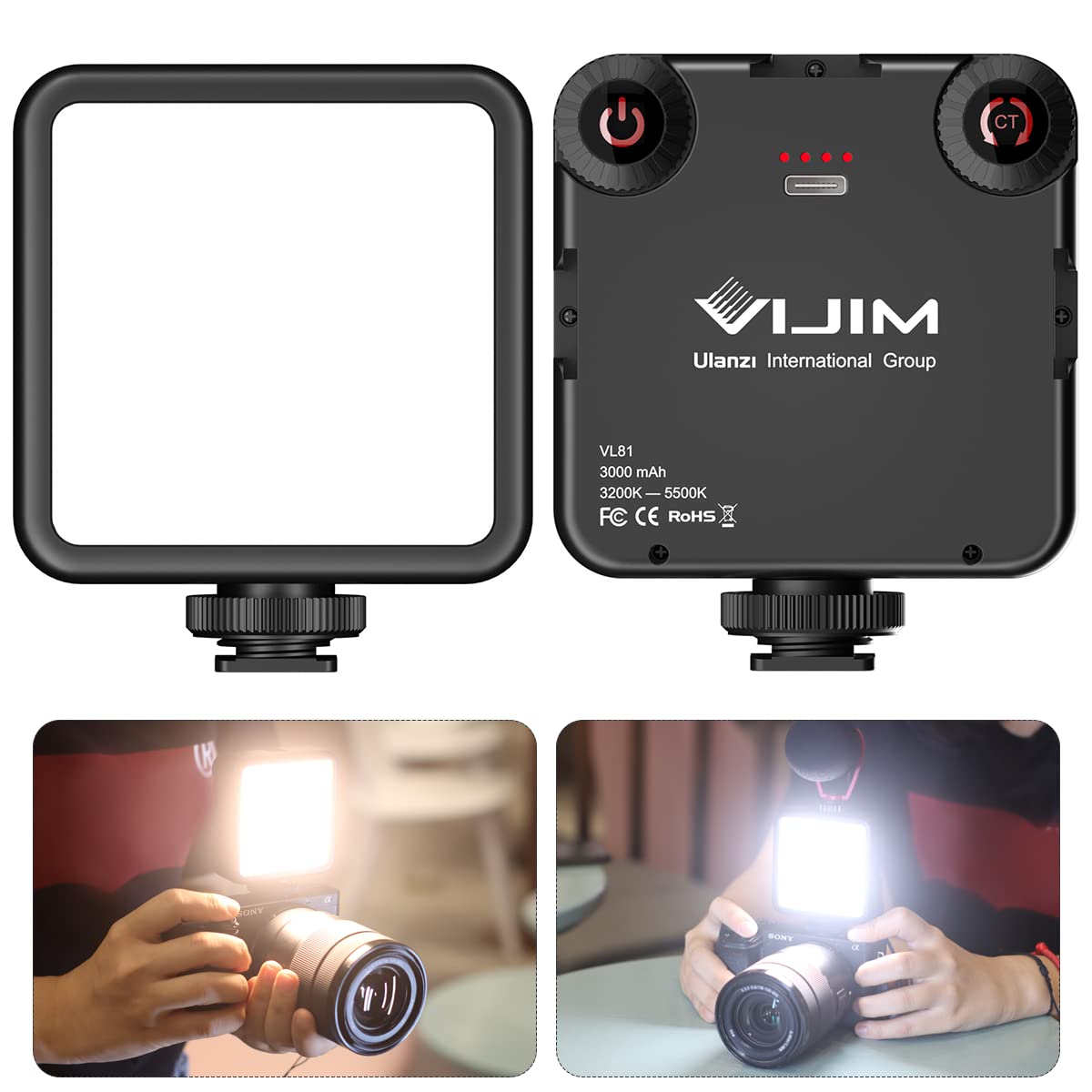 Vl 81 Led Video Light W Softbox, Portable Light For Photography Cold Shoe On Camera Video Lights Cri95+ 3200K 5600K Bi Color 300