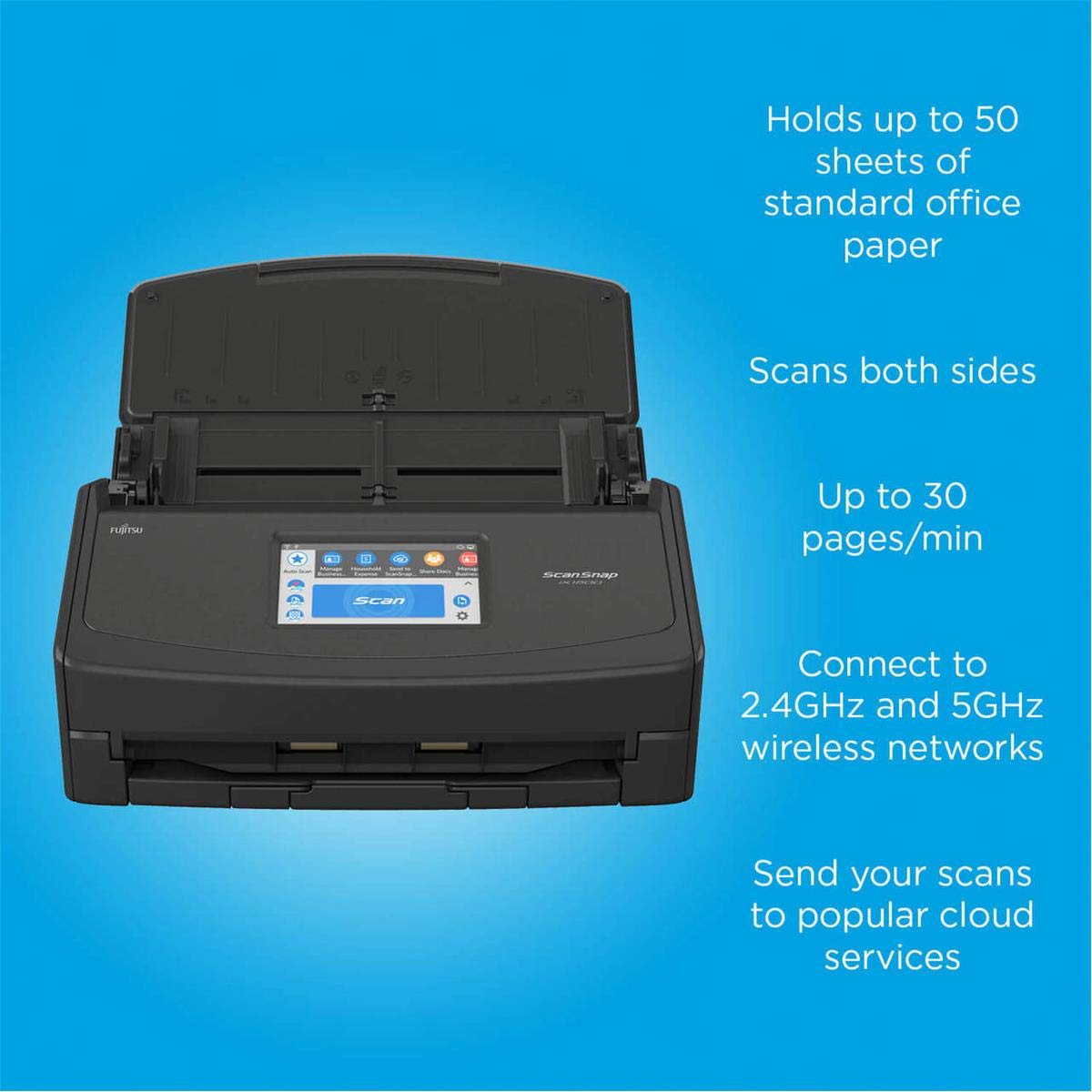 Fujitsu Scansnap Ix1500 Color Duplex Document Scanner With Touch Screen For Mac Or Pc, Black