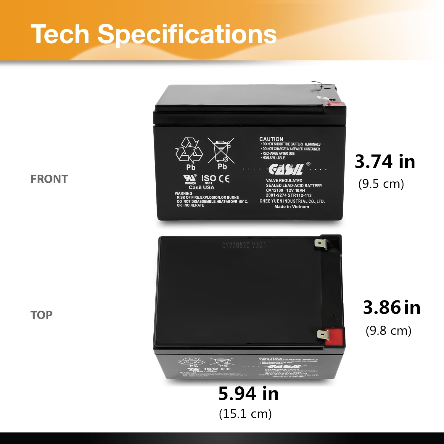Casil 12V 10Ah Replacement Battery Compatible With Apc Smart Ups Smt1000, Smc1500, Smt1000C, Smt1000Us, Su1000, Su1000Bx120, Sua