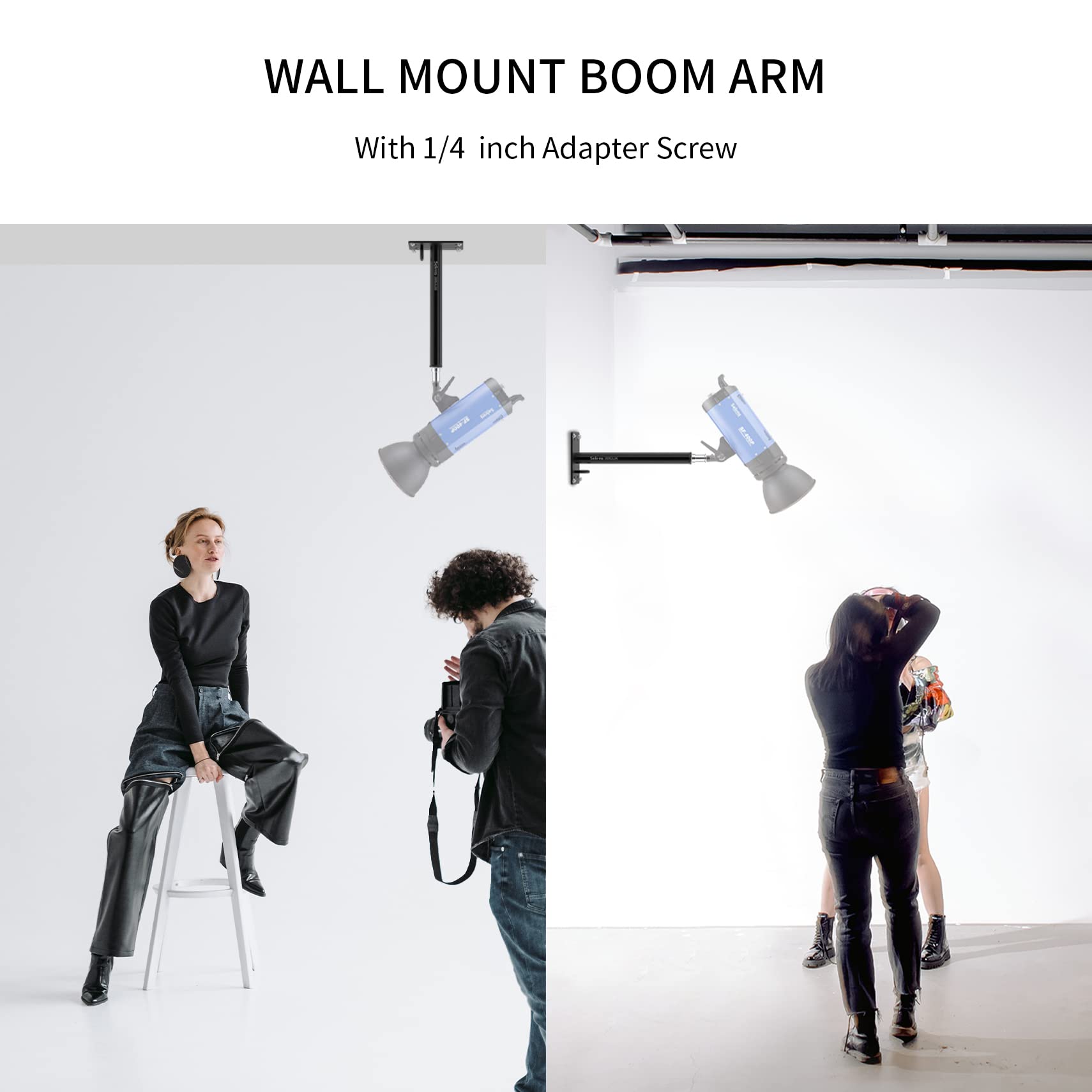 Selens 2 Pack Camera Ceiling Mount, 11'' Wall Mount Bracket With 1/4'' Universal Adapter For Video Light, Ring Light, Softbox, R