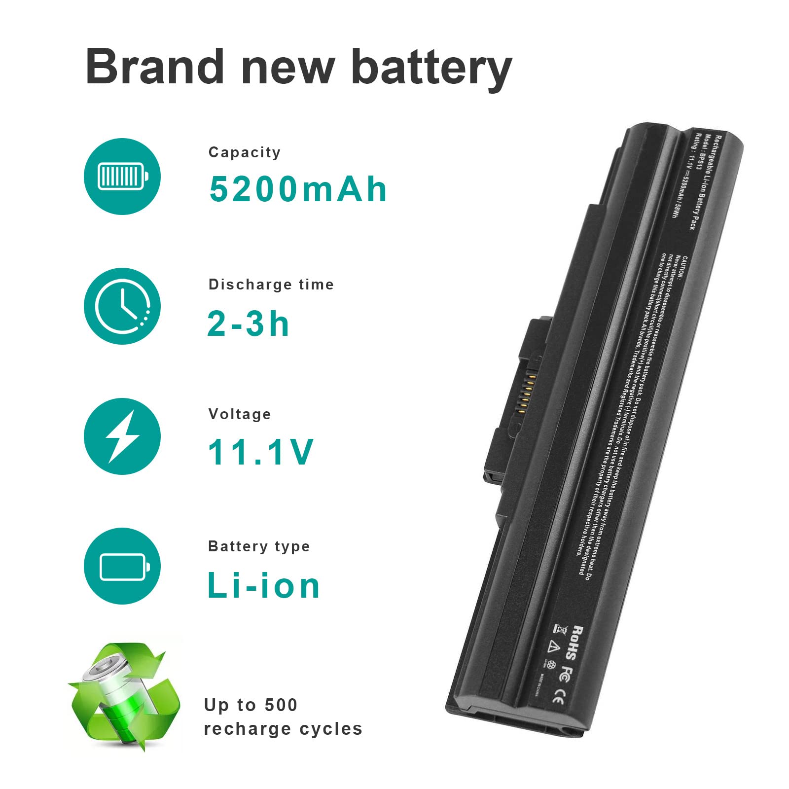 Futurebatt Laptop Battery Fit Sony Vaio Vgp Bps13 Vgp Bps13A Vgp Bps13A/B Vgp Bps13B/S Vgp Bpl13 Vgp Bps21 Vgp Bps21A Vgp Bps21B