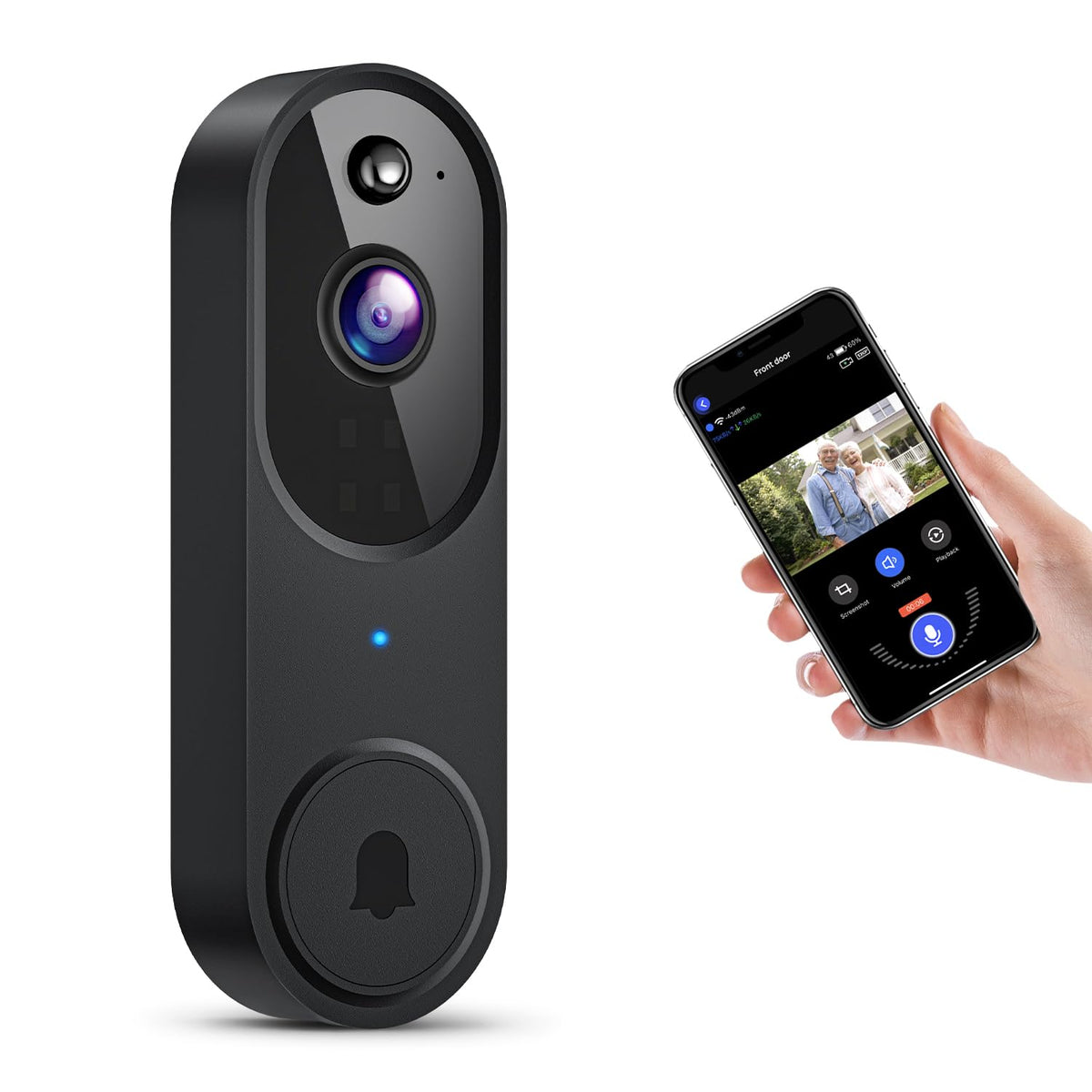 Gridtera 1080P Wireless Video Doorbell Camera, Ai Human Detection, Live View, Night Vision, Cloud Storage, 2.4G Wifi, Battery Po