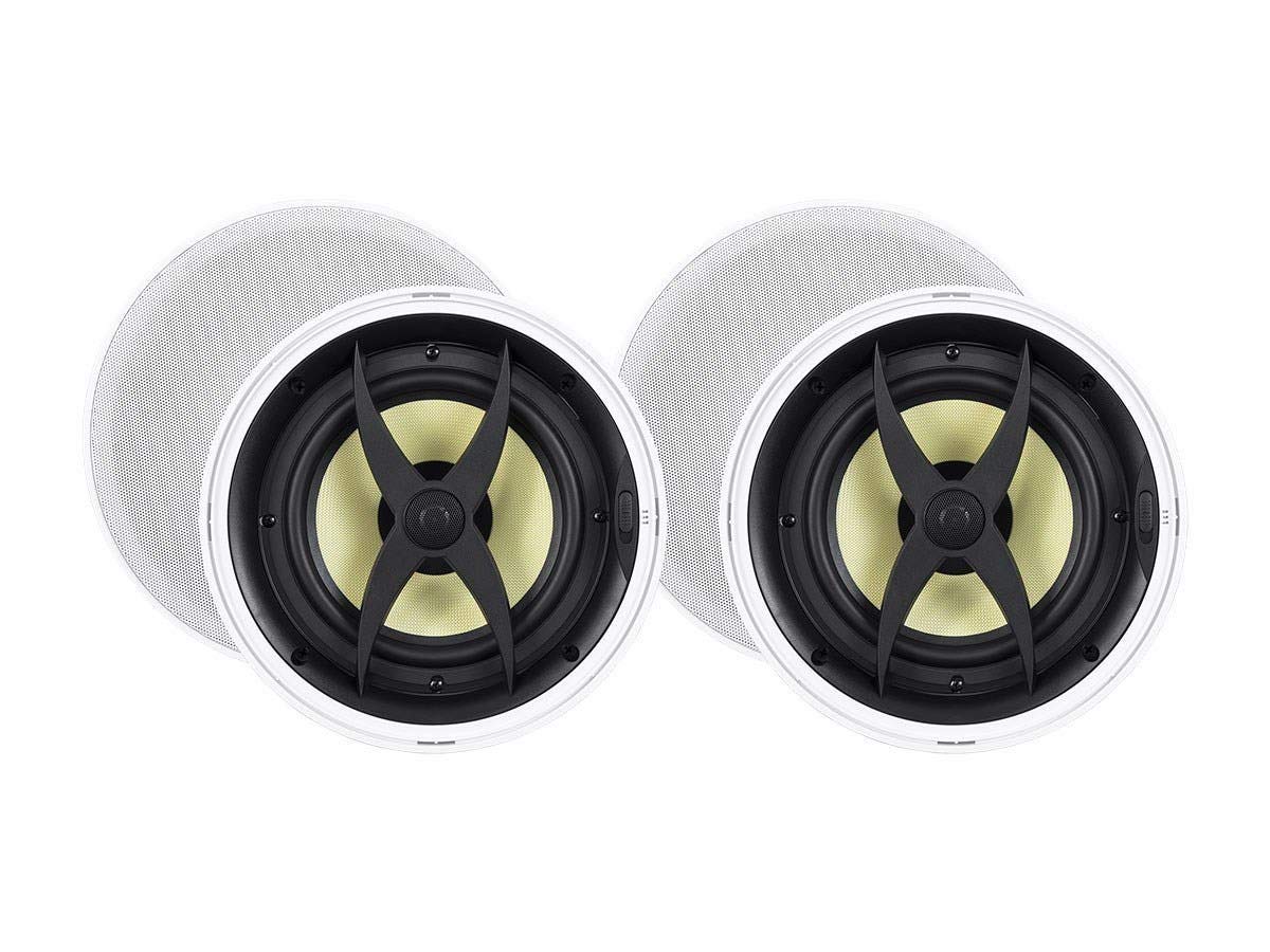 Monoprice 2 Way in-Ceiling Speakers - 8 Inch (Pair) with Aramid Fiber and Titanium Silk Drivers - Caliber Slim Series