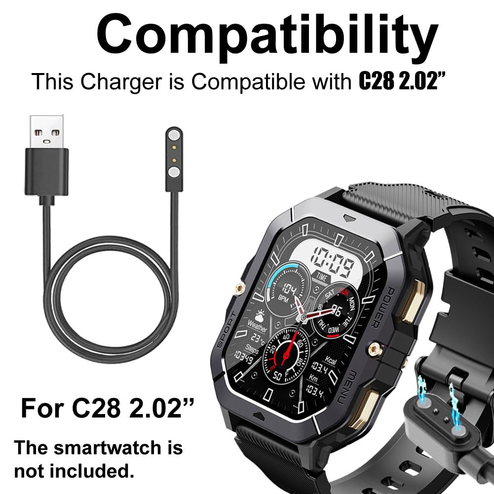 Smaate Smart Watch Cables Compatible With Dekelife C28 2.02    Smartwatch, 2-Pack