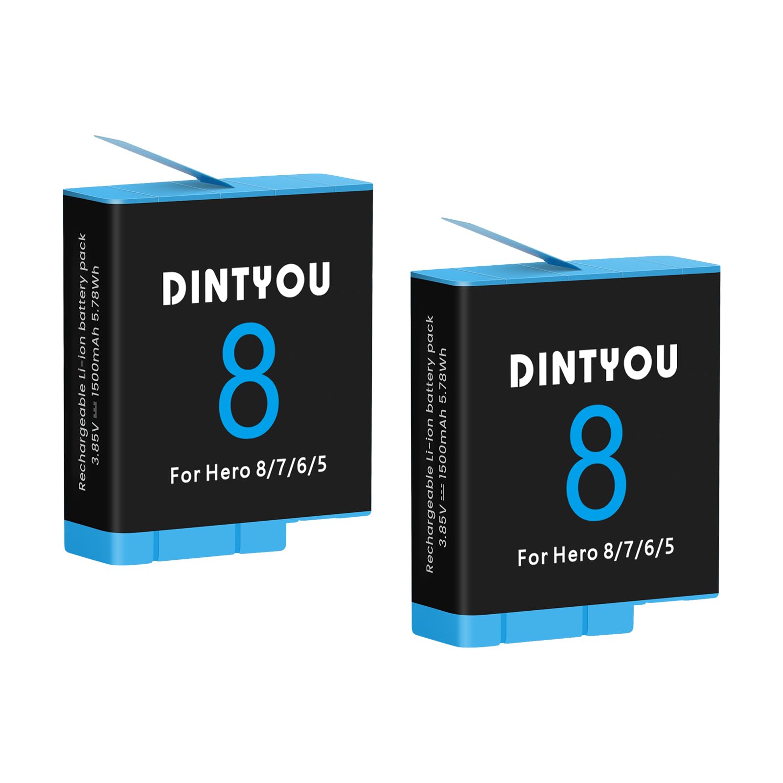 Dintyou 2 Pack Batteries For Gopro Hero 8 7 6 5 Black Battery Accessories, Hero 8 7 Black Go Pro 5 6 7 8 1500Mah